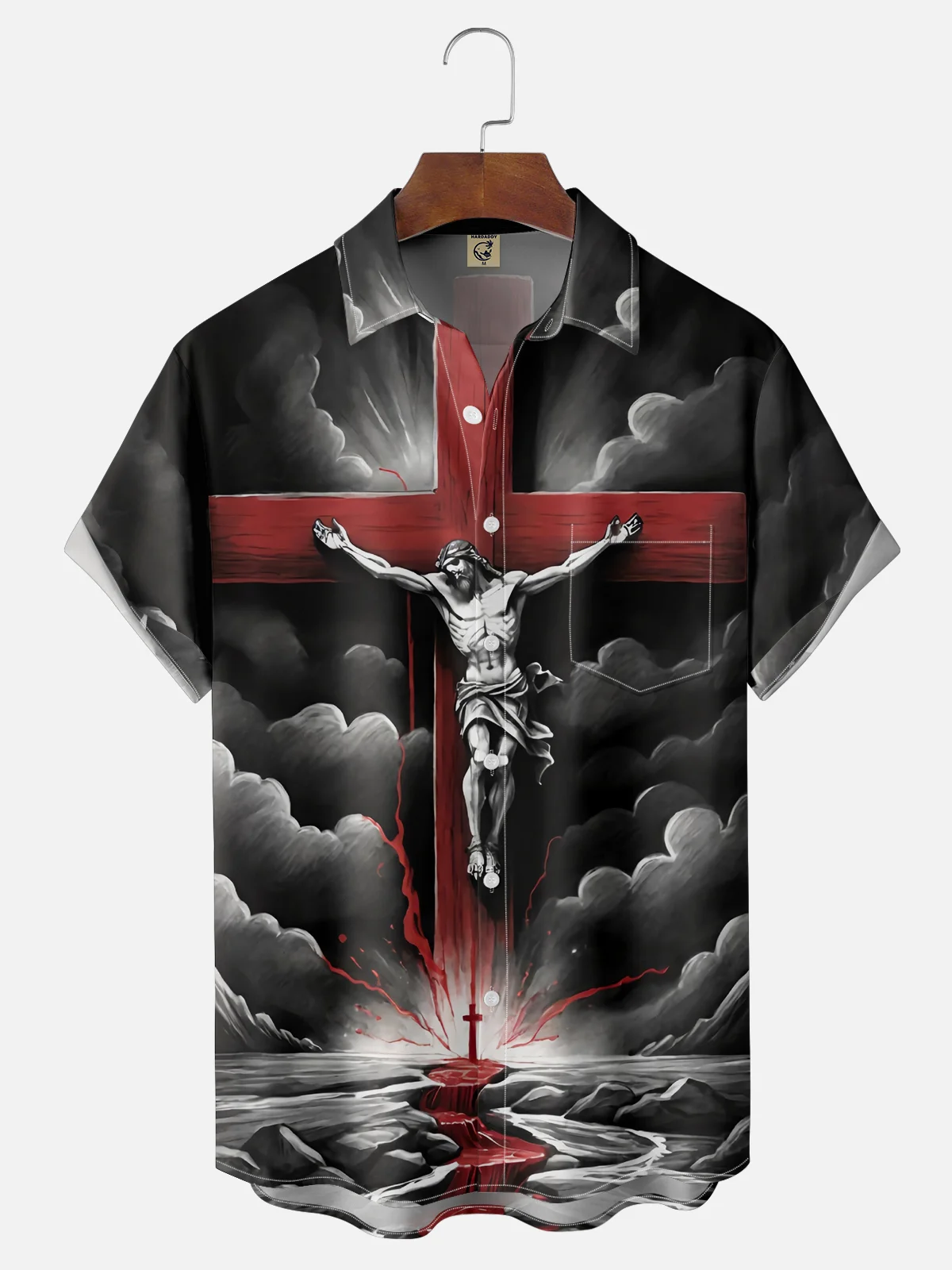 Moisture-wicking Jesus Cross Chest Pocket Casual Shirt