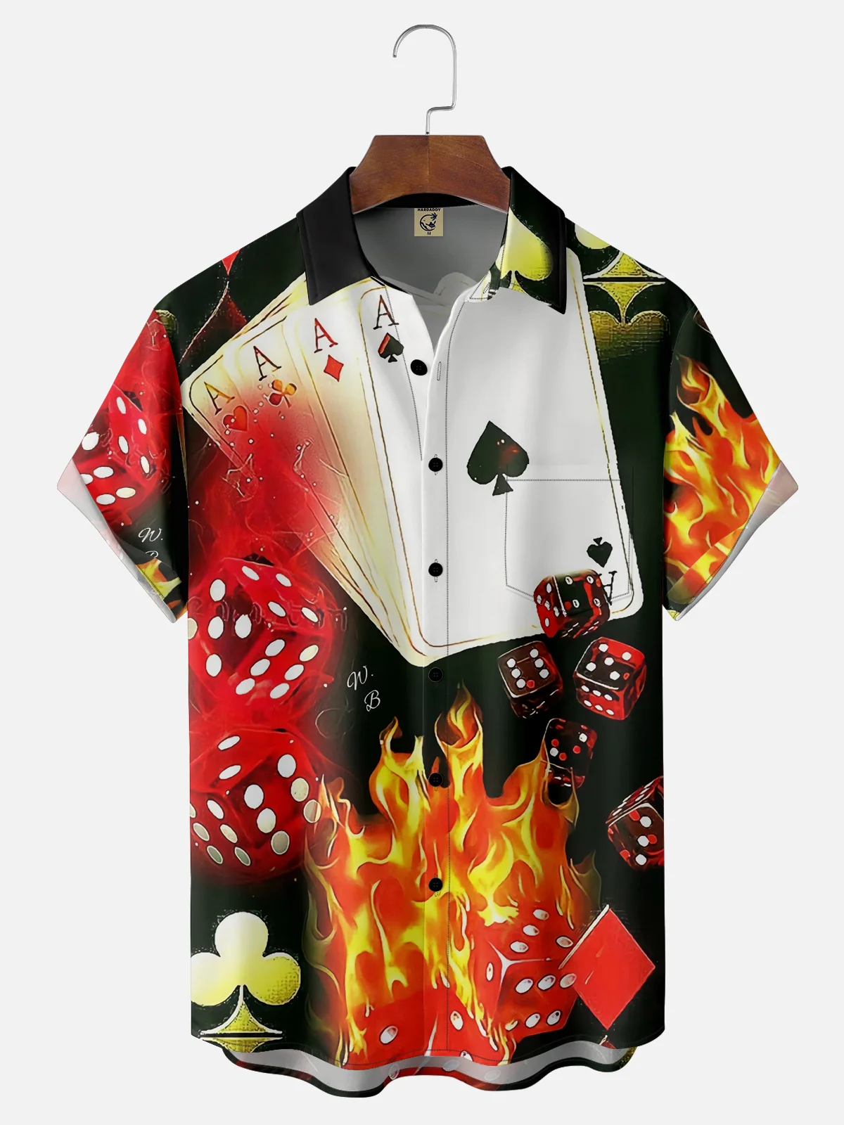 Moisture-wicking Poker Texas Hold'em Dice Chest Pocket Casual Shirt