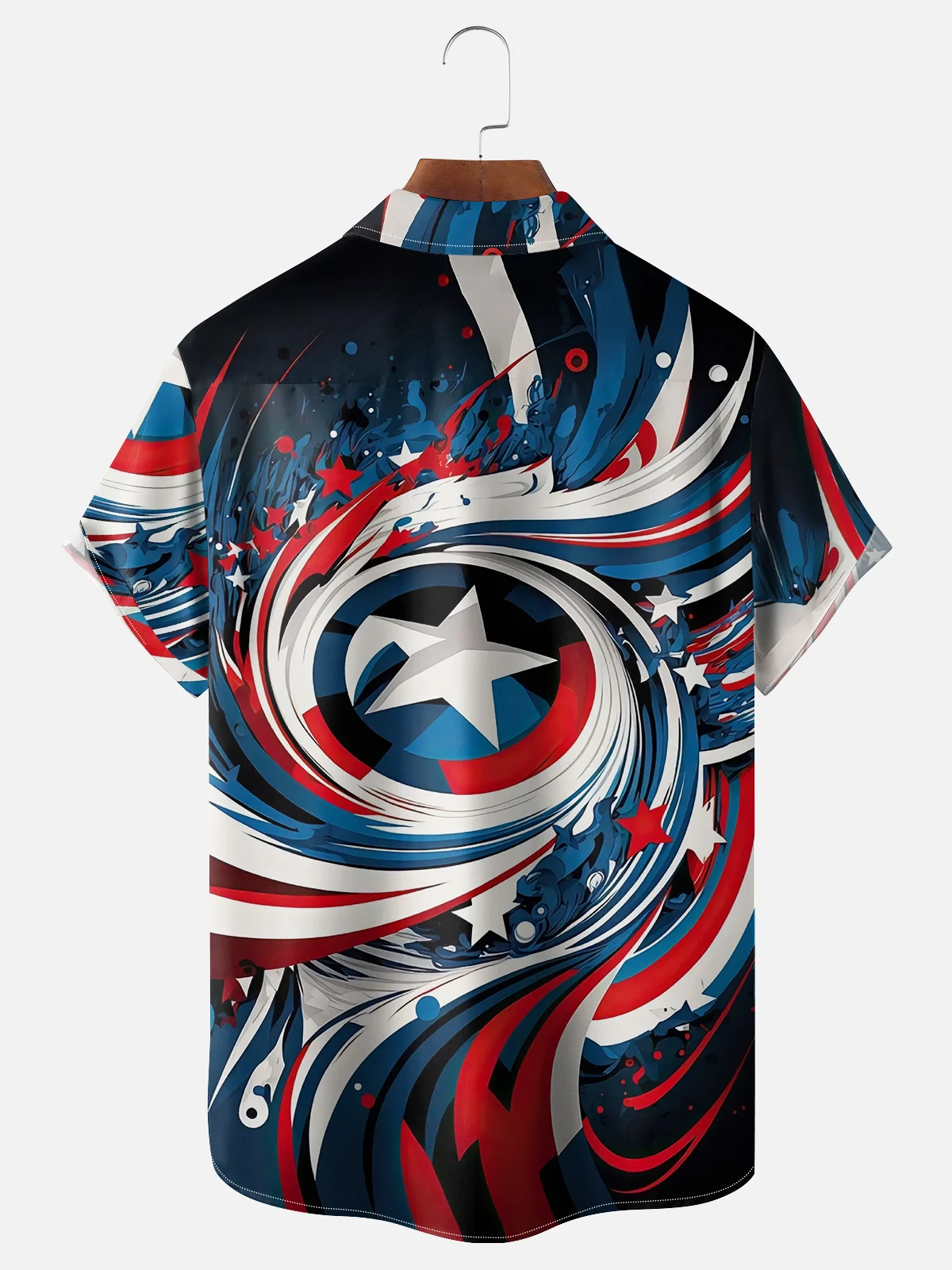 Moisture-wicking American Flag Chest Pocket Casual Shirt