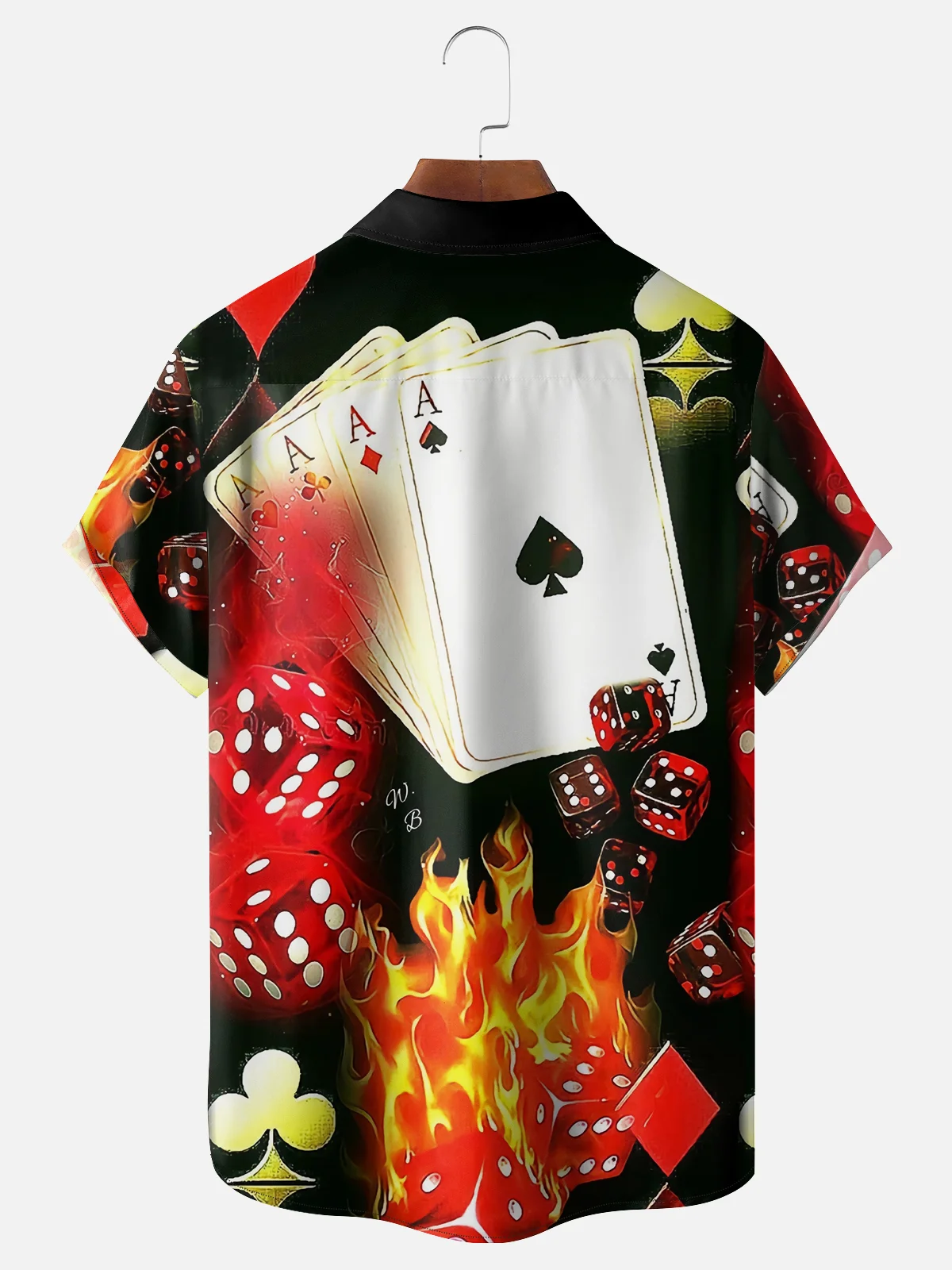 Moisture-wicking Poker Texas Hold'em Dice Chest Pocket Casual Shirt