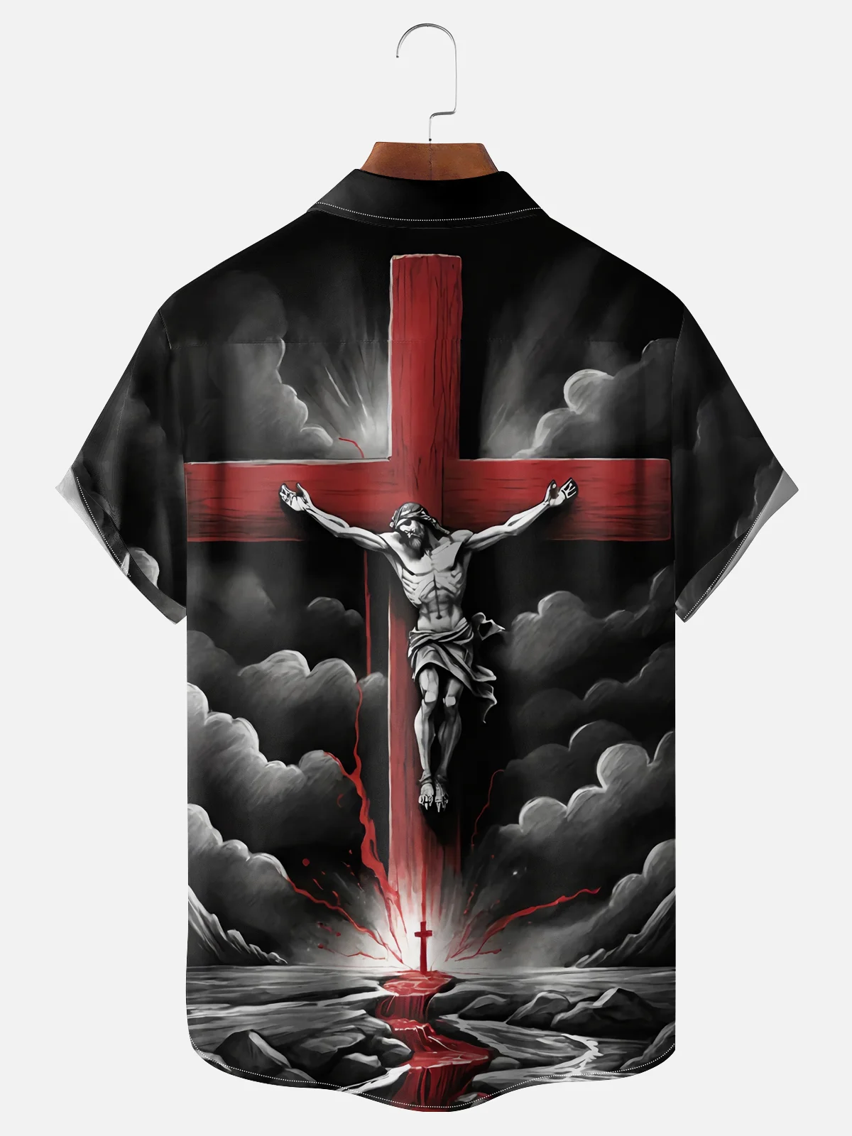 Moisture-wicking Jesus Cross Chest Pocket Casual Shirt