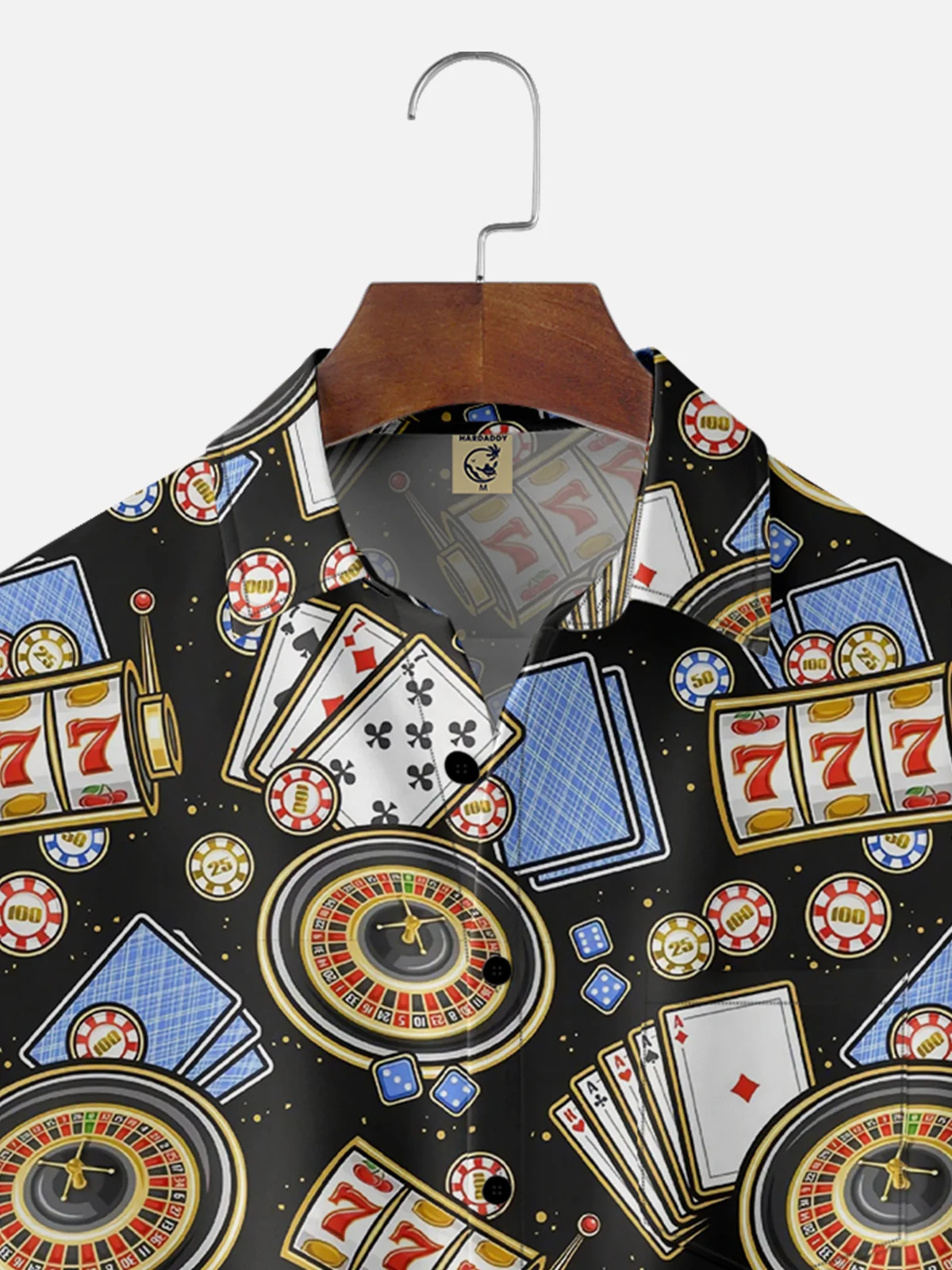 Moisture-wicking Casino Slots Texas Hold'em Poker Roulette Chest Pocket Casual Shirt