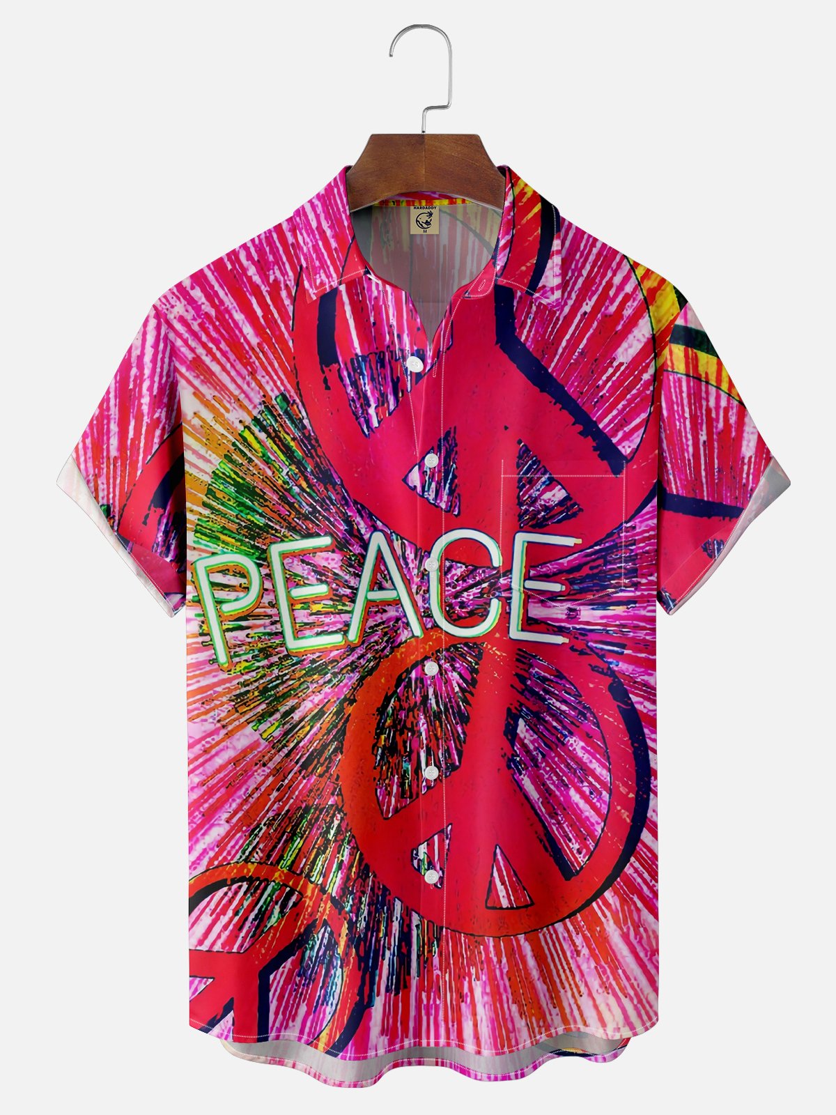 Moisture-wicking Hippie Music Peace Love Chest Pocket Casual Shirt