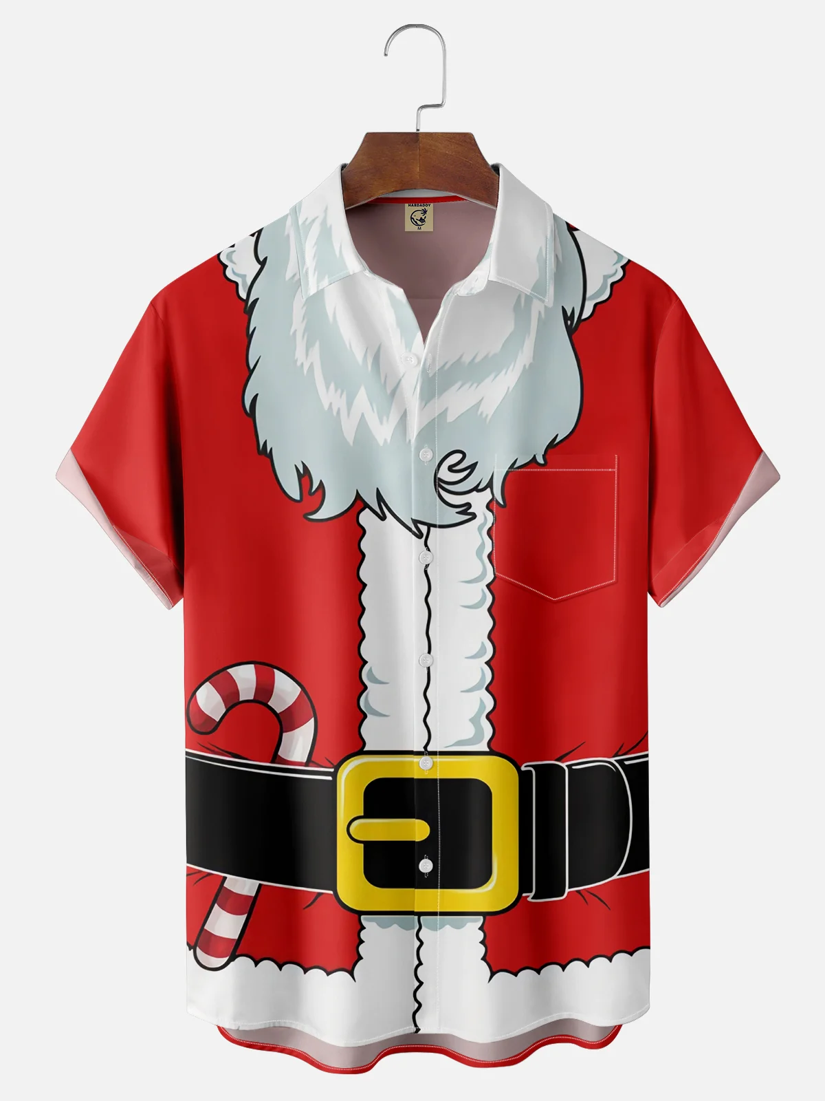 Moisture-wicking Christmas Santa Claus Chest Pocket Ugly Shirt