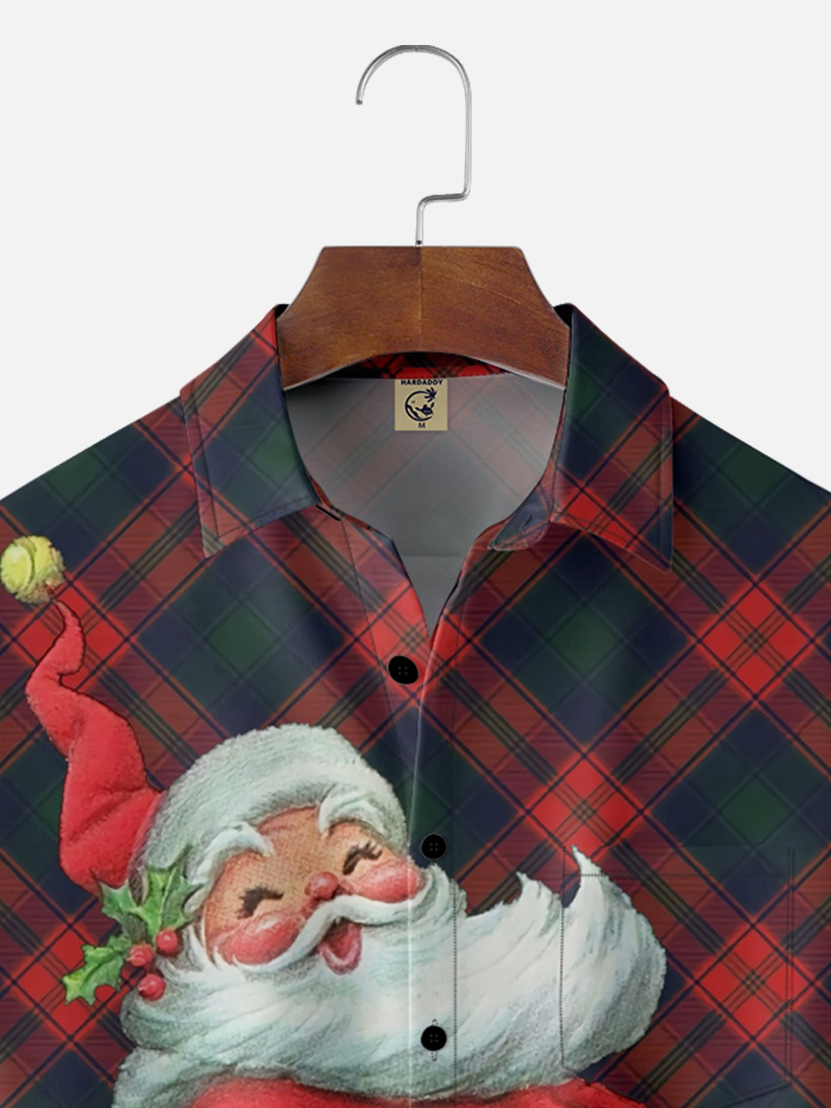 Moisture-wicking Christmas Santa Claus Chest Pocket Casual Shirt