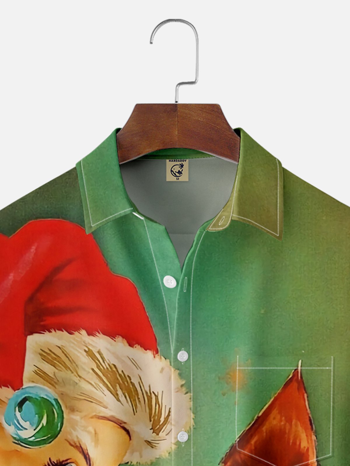 Moisture-wicking Christmas Santa Claus Chest Pocket Casual Shirt