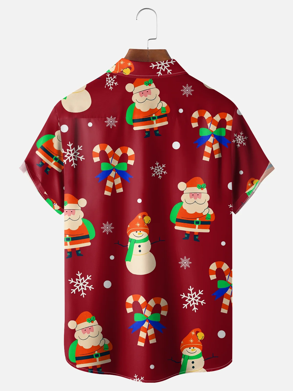 Moisture-wicking Christmas Santa Claus Chest Pocket Casual Shirt