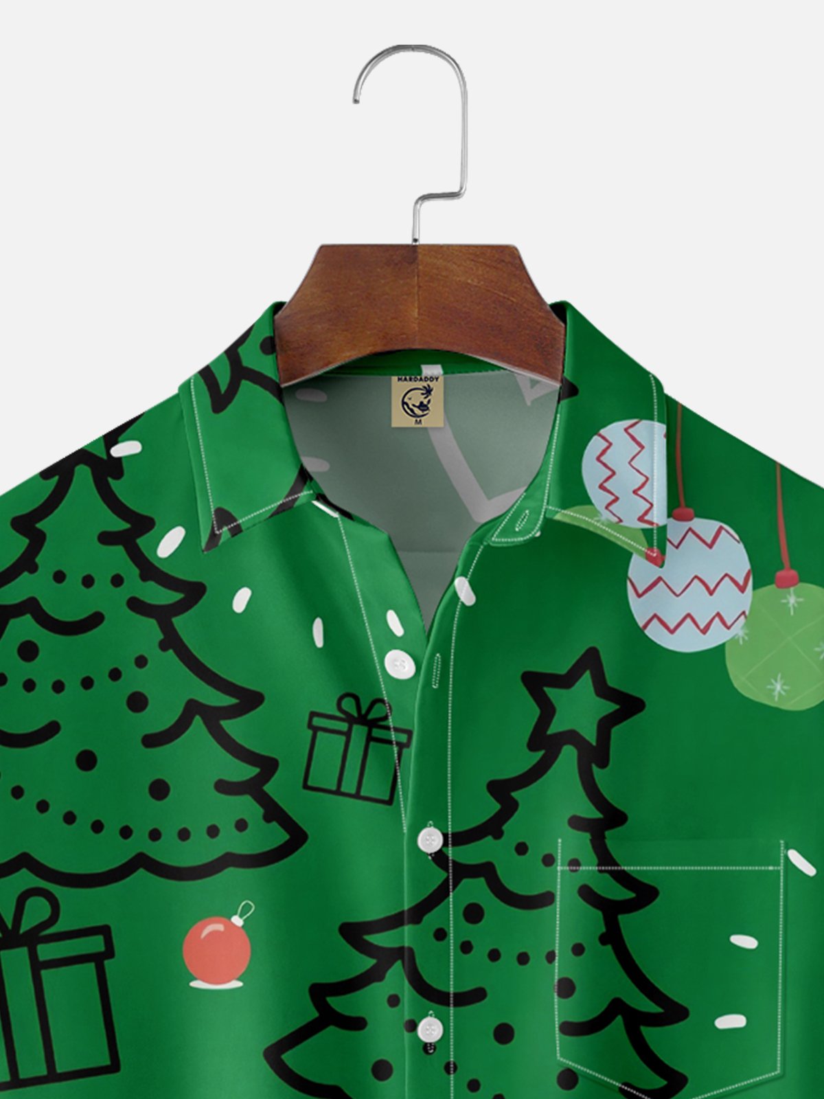 Moisture-wicking Christmas Tree Chest Pocket Casual Shirt