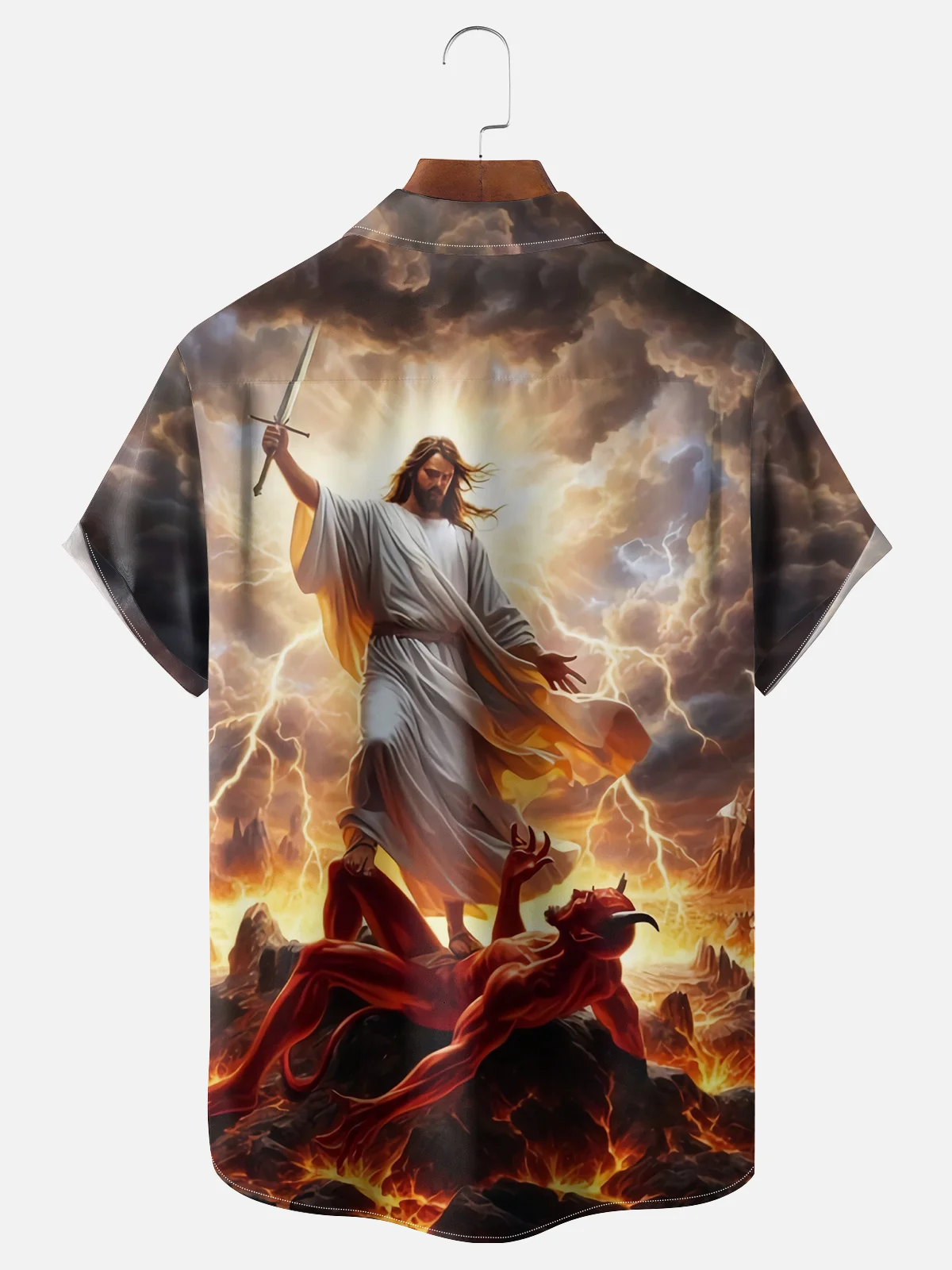 Moisture-wicking Jesus kills the devil Chest Pocket Casual Shirt