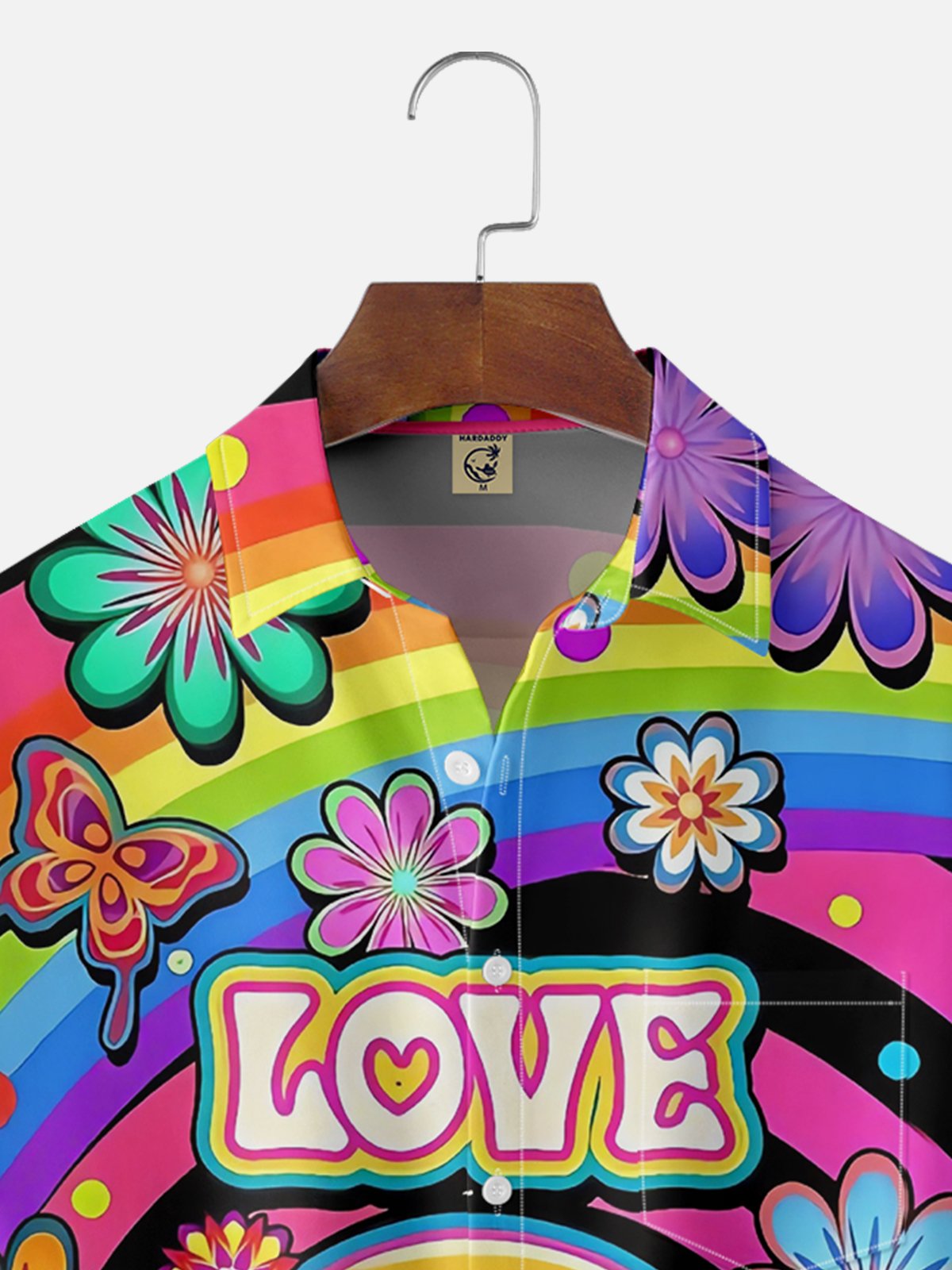 Moisture-wicking Hippie Music Peace&Love Chest Pocket Casual Shirt