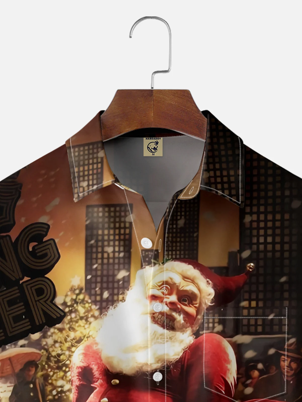 Moisture-wicking Christmas Sexy Santa Claus Chest Pocket Casual Shirt