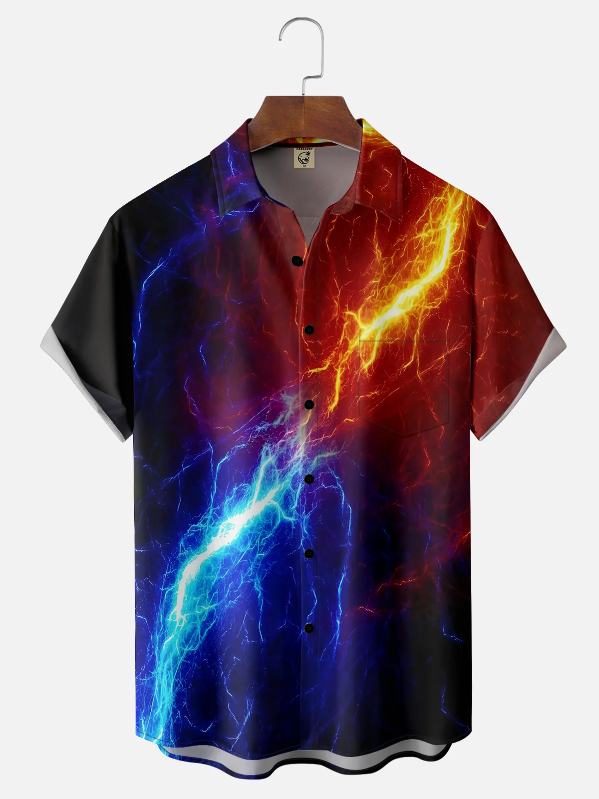 Moisture-wicking Magic Lightning Chest Pocket Hawaiian Shirt