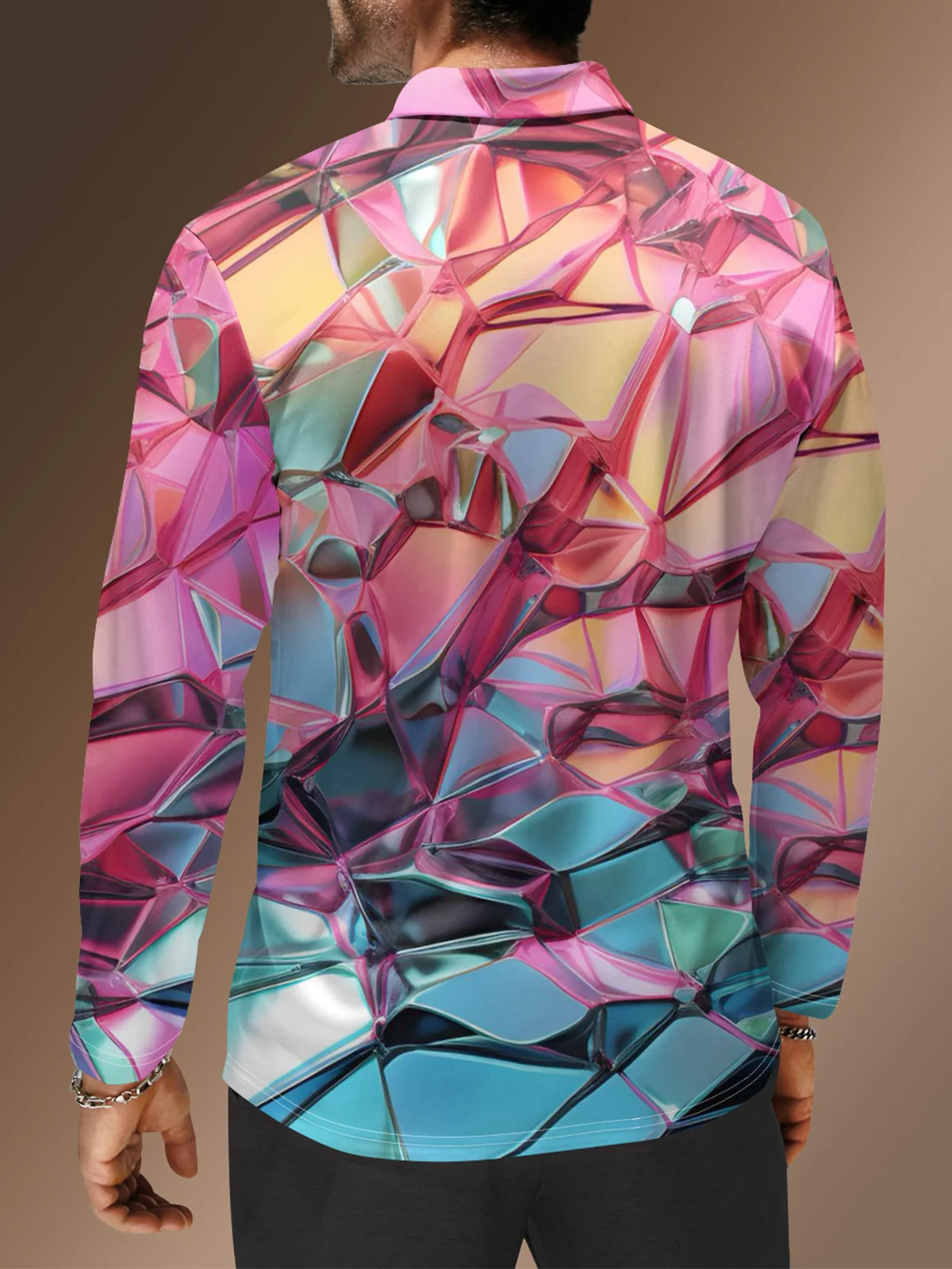 Moisture Wicking Artistic Abstract Printed Glass Window Golf Polo