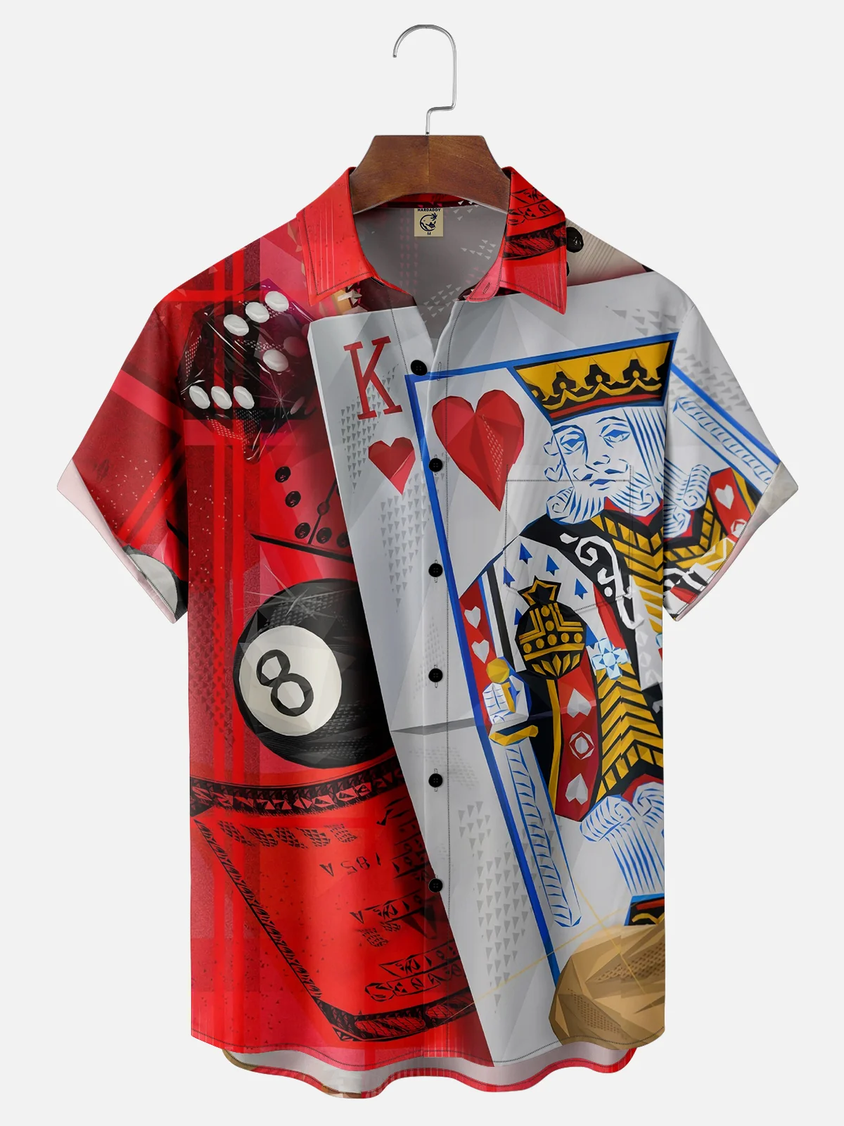 Moisture-wicking Casino Poker Dice Billiards Chest Pocket Casual Shirt