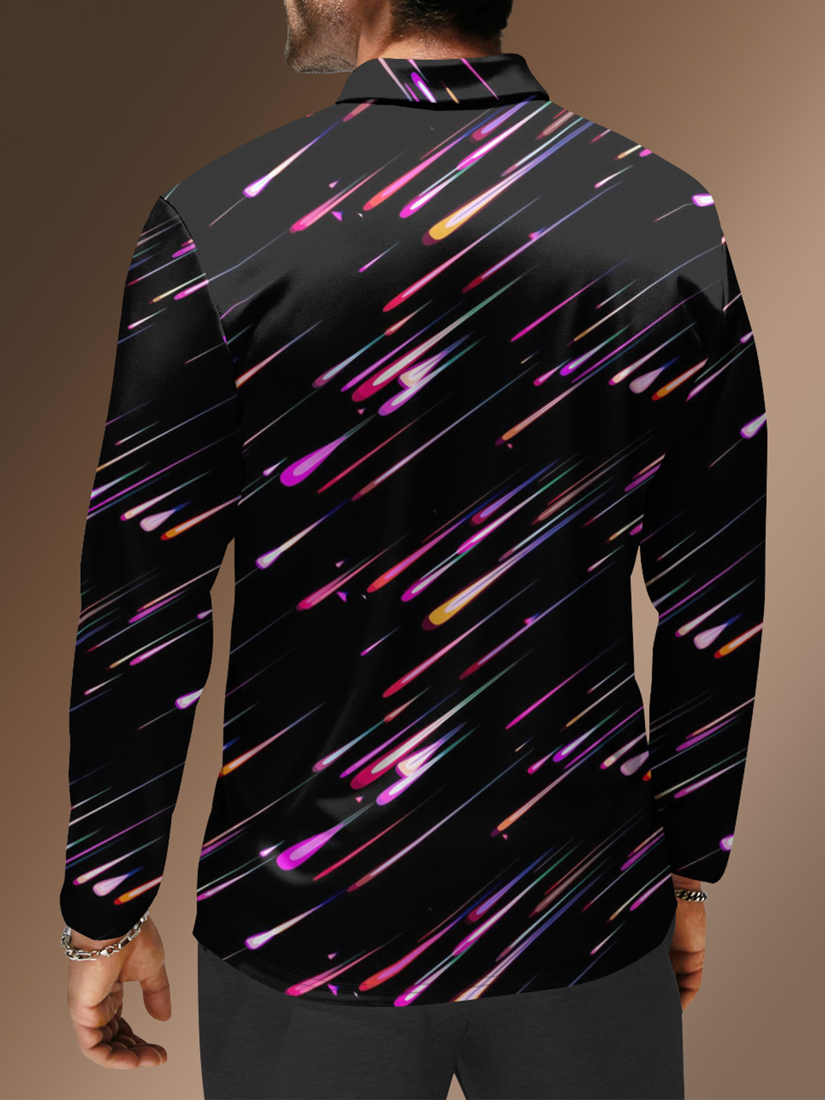 Moisture Wicking Art Abstract Print Shooting Star Golf Polo