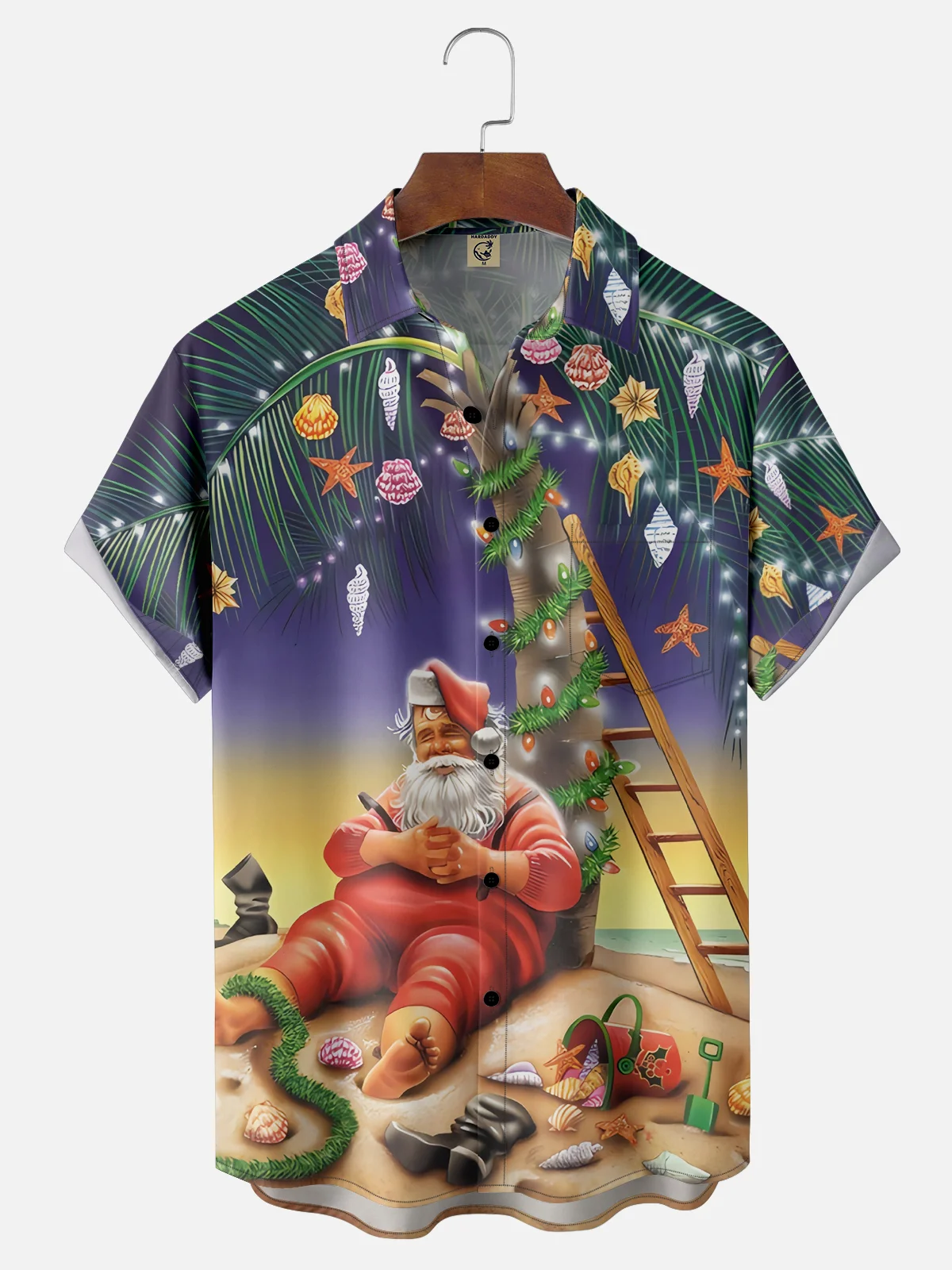 Moisture-wicking Santa Claus Christmas Tree Beach Pocket Casual Shirt