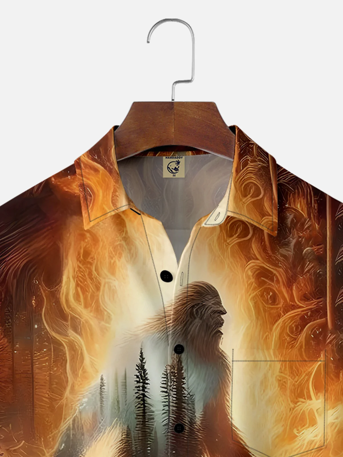 Moisture-wicking Mysterious Bigfoot Chest Pocket Hawaiian Shirt