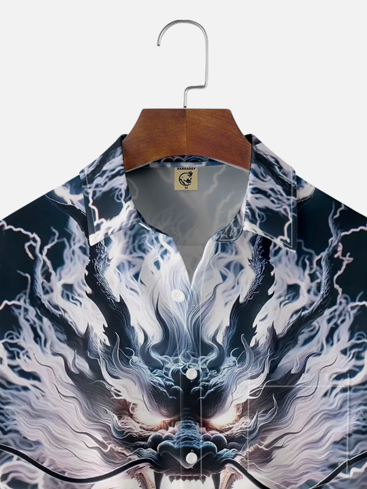 Moisture Wicking Lightning Dragon Chest Pocket Hawaiian Shirt