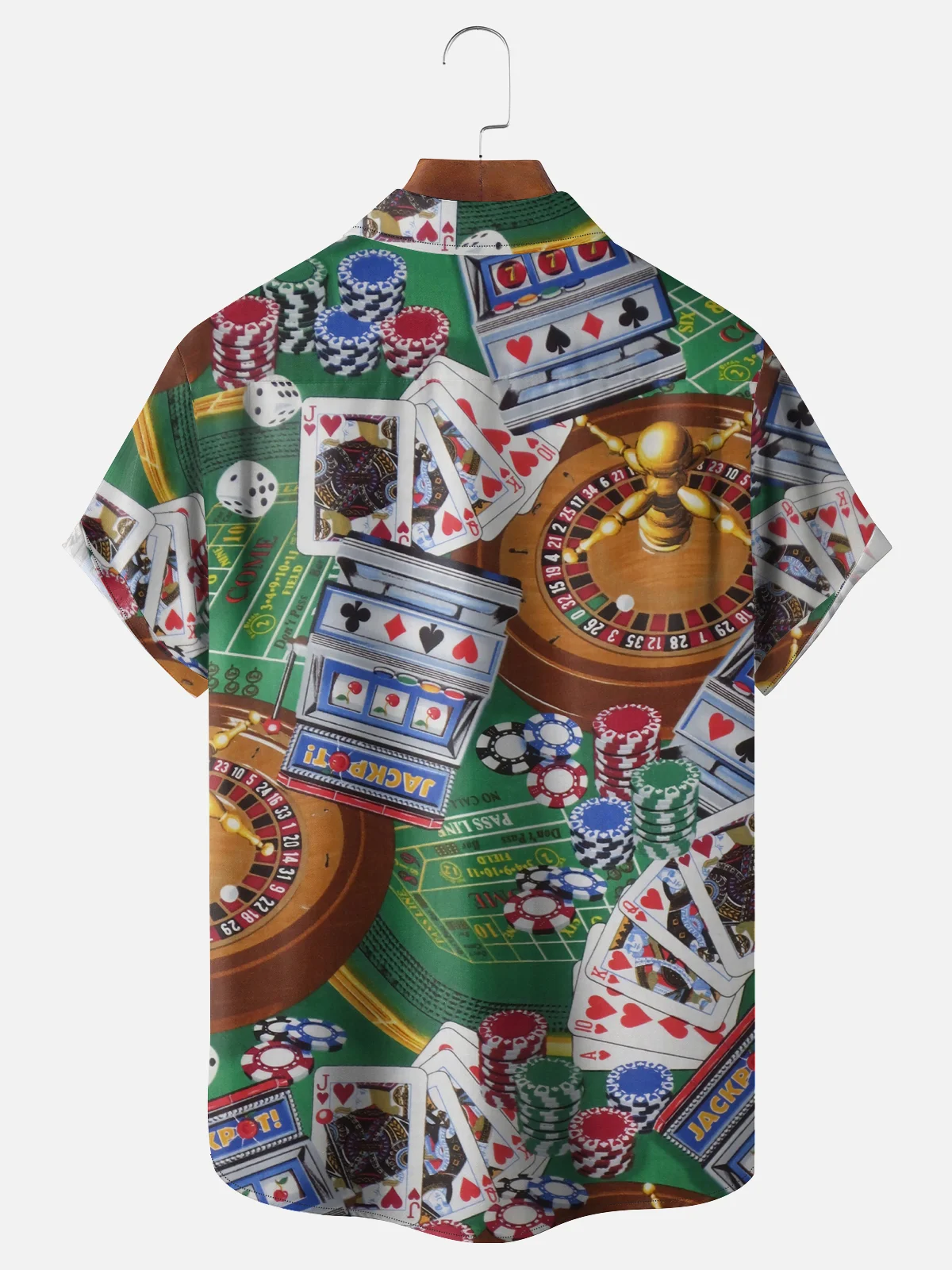 Moisture-wicking Casino Poker Roulette Chips Slot Machines Chest Pocket Casual Shirt