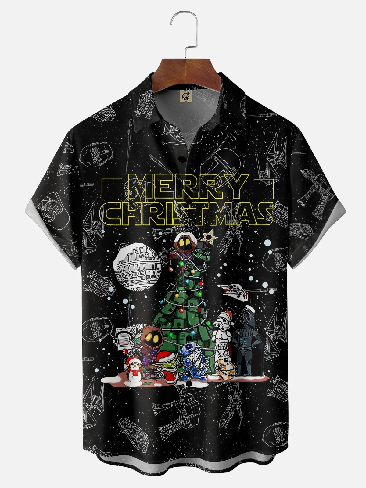 Moisture-wicking Star Wars Christmas Tree Pocket Casual Shirt