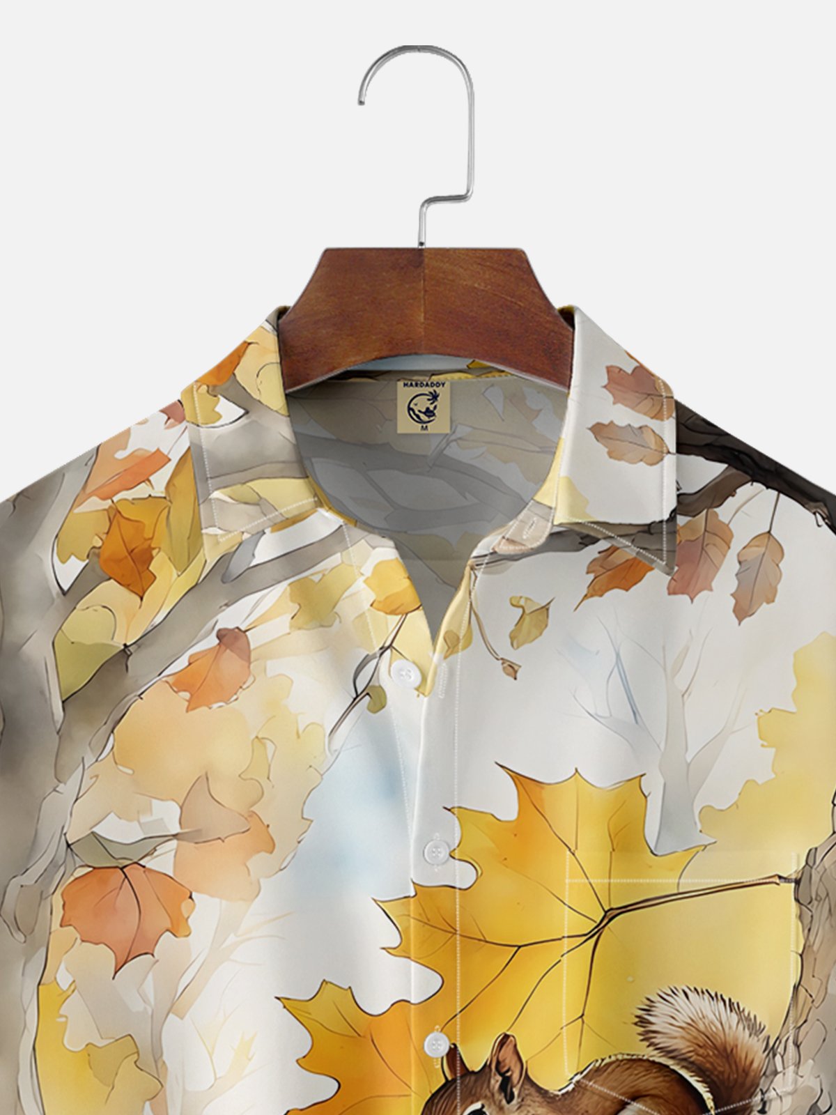 Moisture-wicking Thanksgiving Maple Leaf Squirrel Chest Pocket Hawaiian Shirt