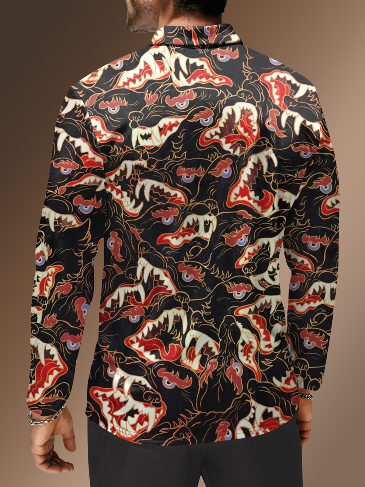 Moisture Wicking Ukiyoe Dragon Golf Polo