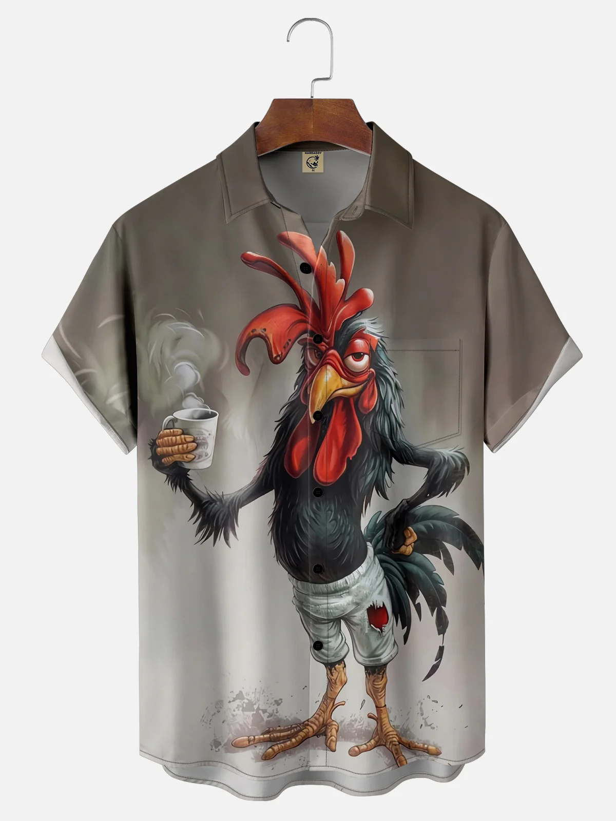 Moisture Wicking Casual Chicken Chest Pocket Hawaiian Shirt