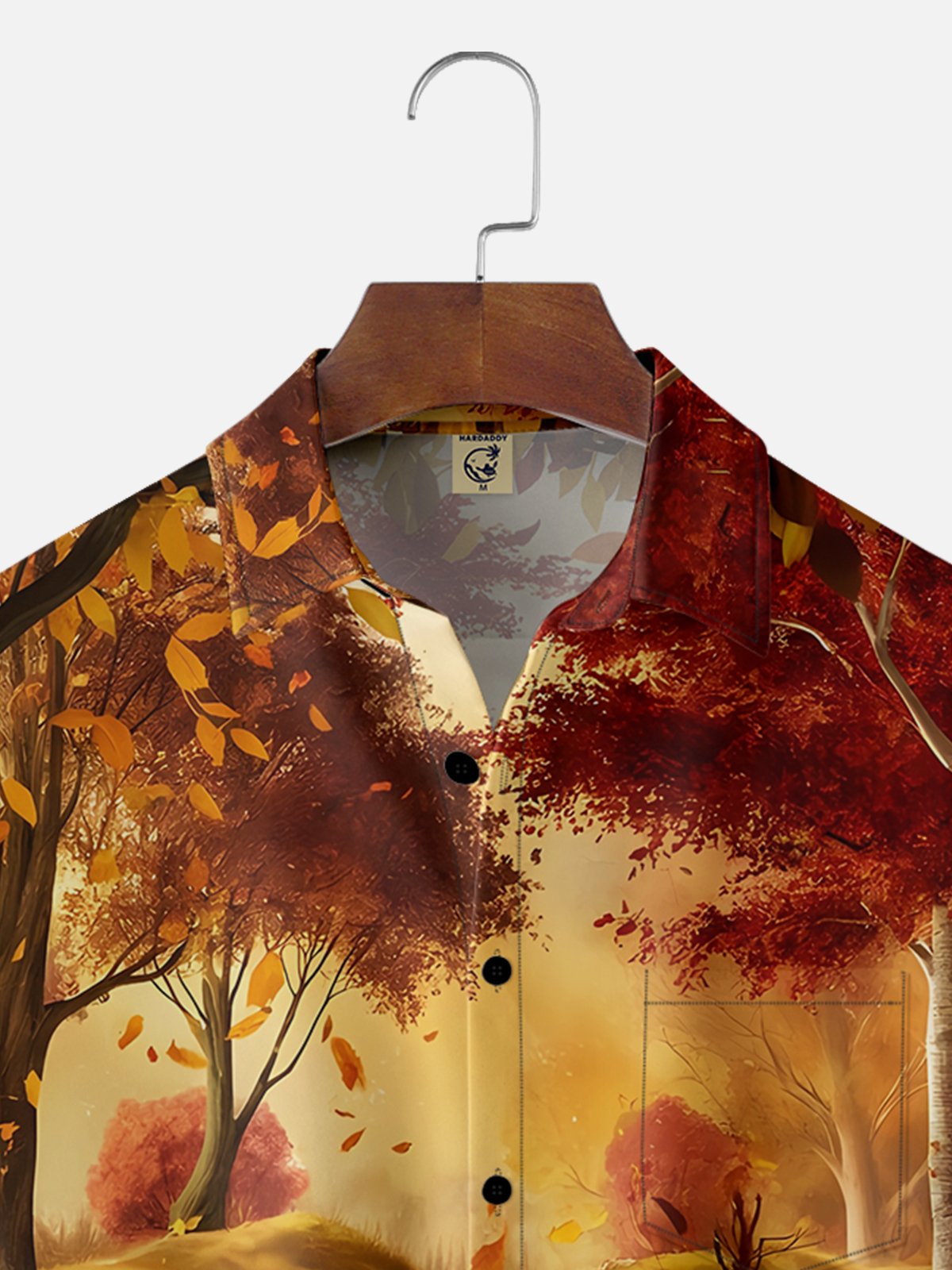 Moisture-wicking Thanksgiving Fall Scene Chest Pocket Hawaiian Shirt