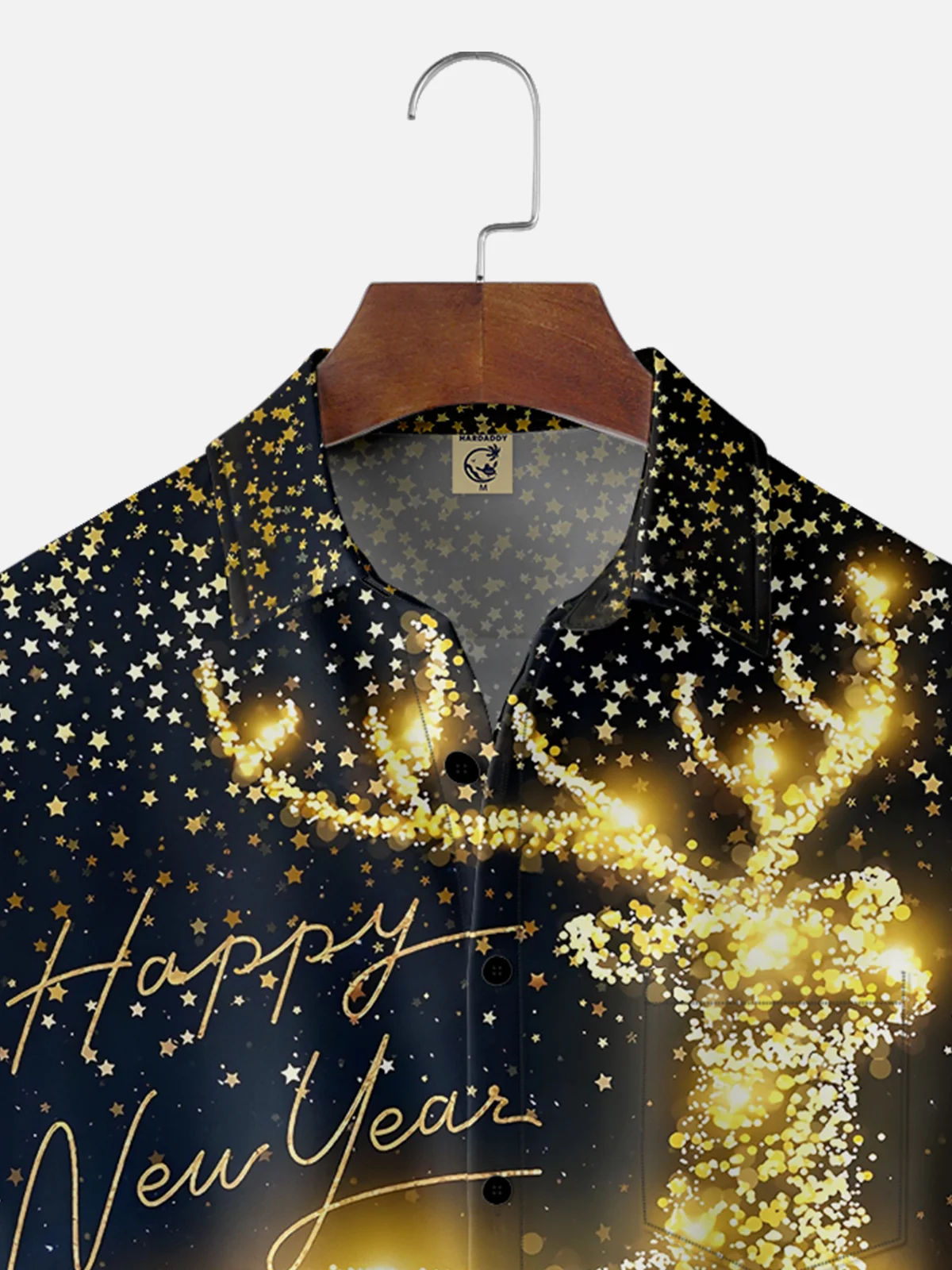 Moisture-wicking Happy New Year Chest Pocket Hawaiian Shirt