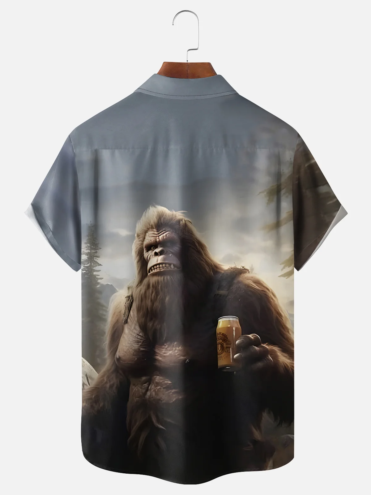 Moisture-wicking Bigfoot and Beer Chest Pocket Hawaiian Shirt