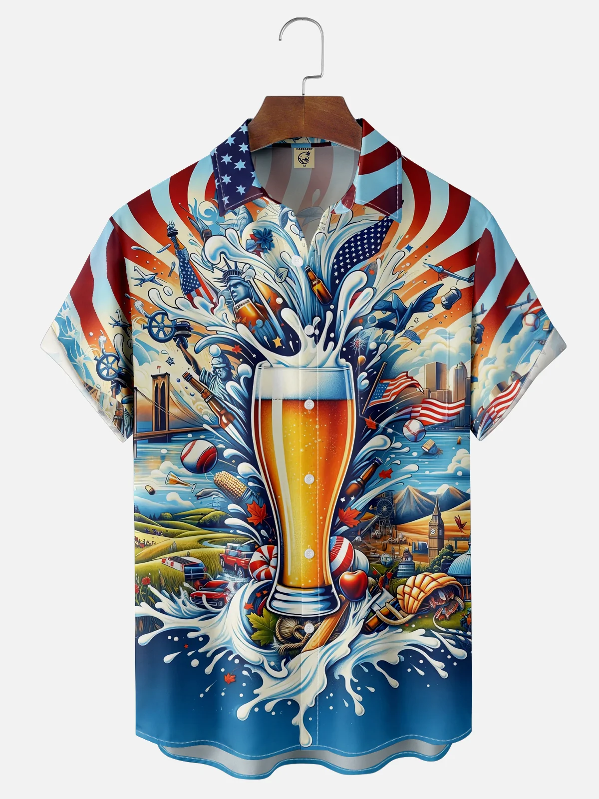 Moisture Wicking American Beer Festival Chest Pocket Hawaiian Shirt