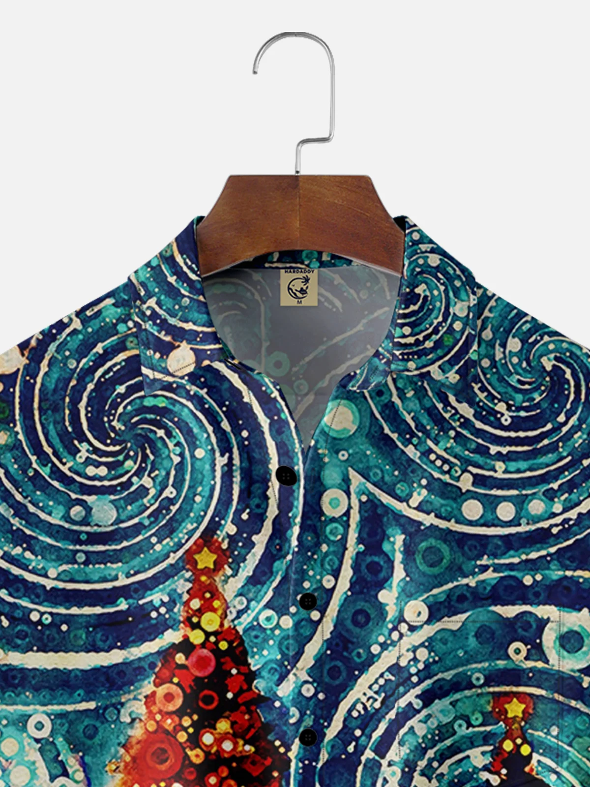 Moisture-wicking Christmas Tree Art Abstract Print Pocket Casual Shirt