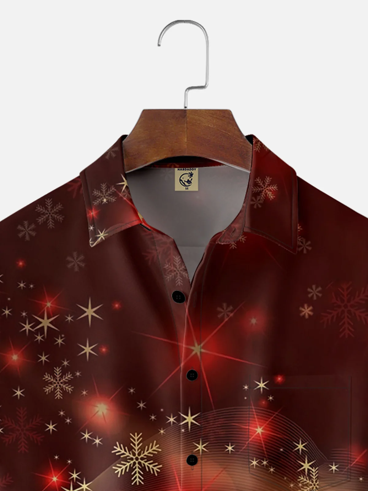 Moisture-wicking Christmas Abstract Snowflake Chest Pocket Hawaiian Shirt