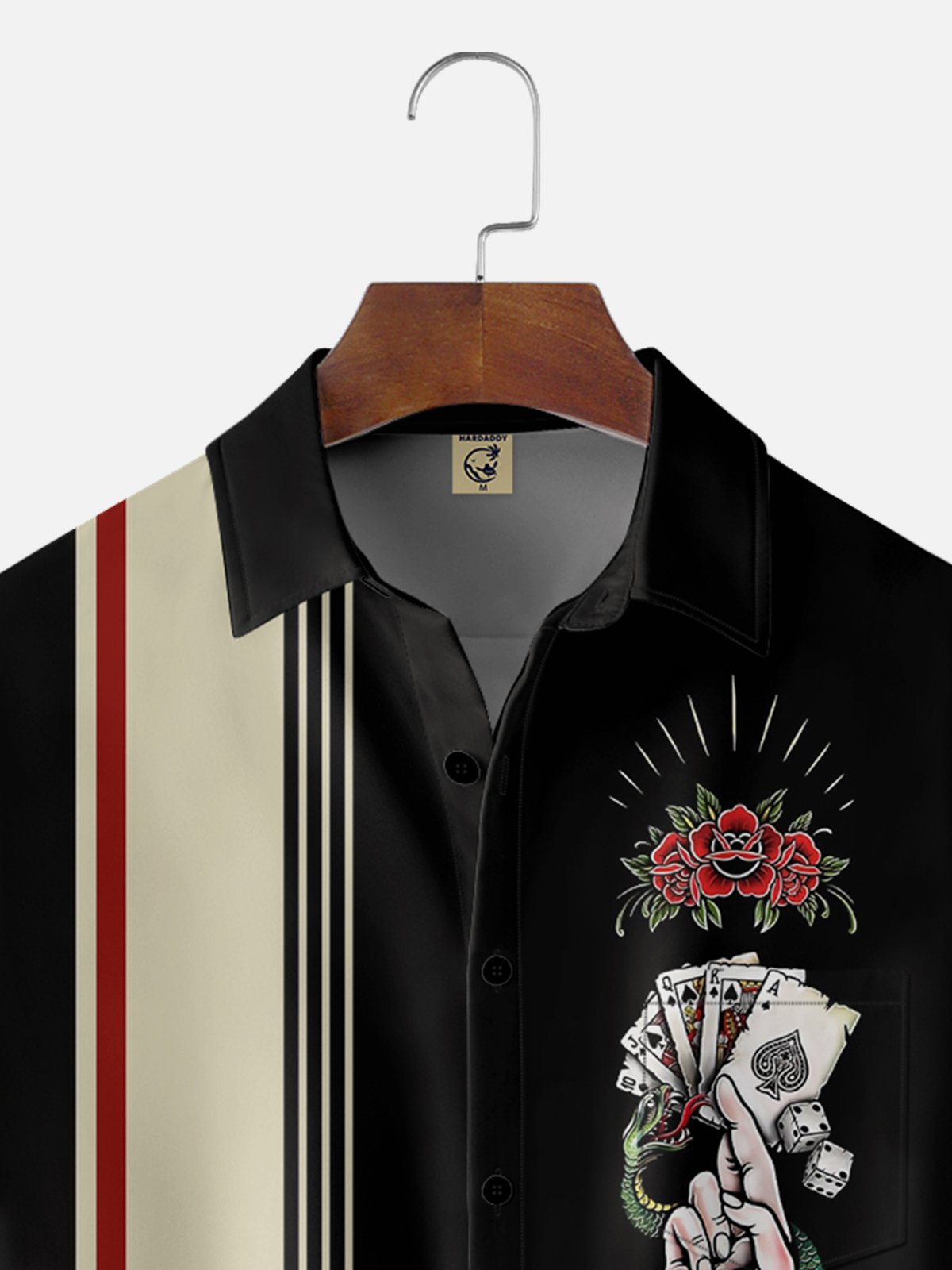 Moisture-wicking Casino Poker Dice Chest Pocket Bowling Shirt