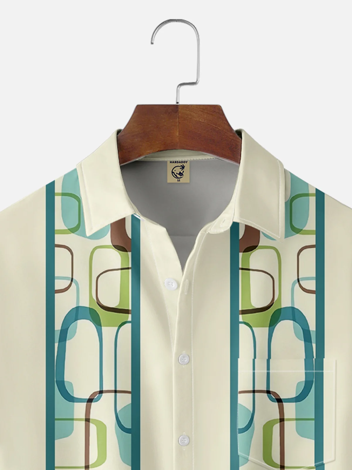 Moisture Wicking Medieval Geometry Chest Pocket Bowling Shirt