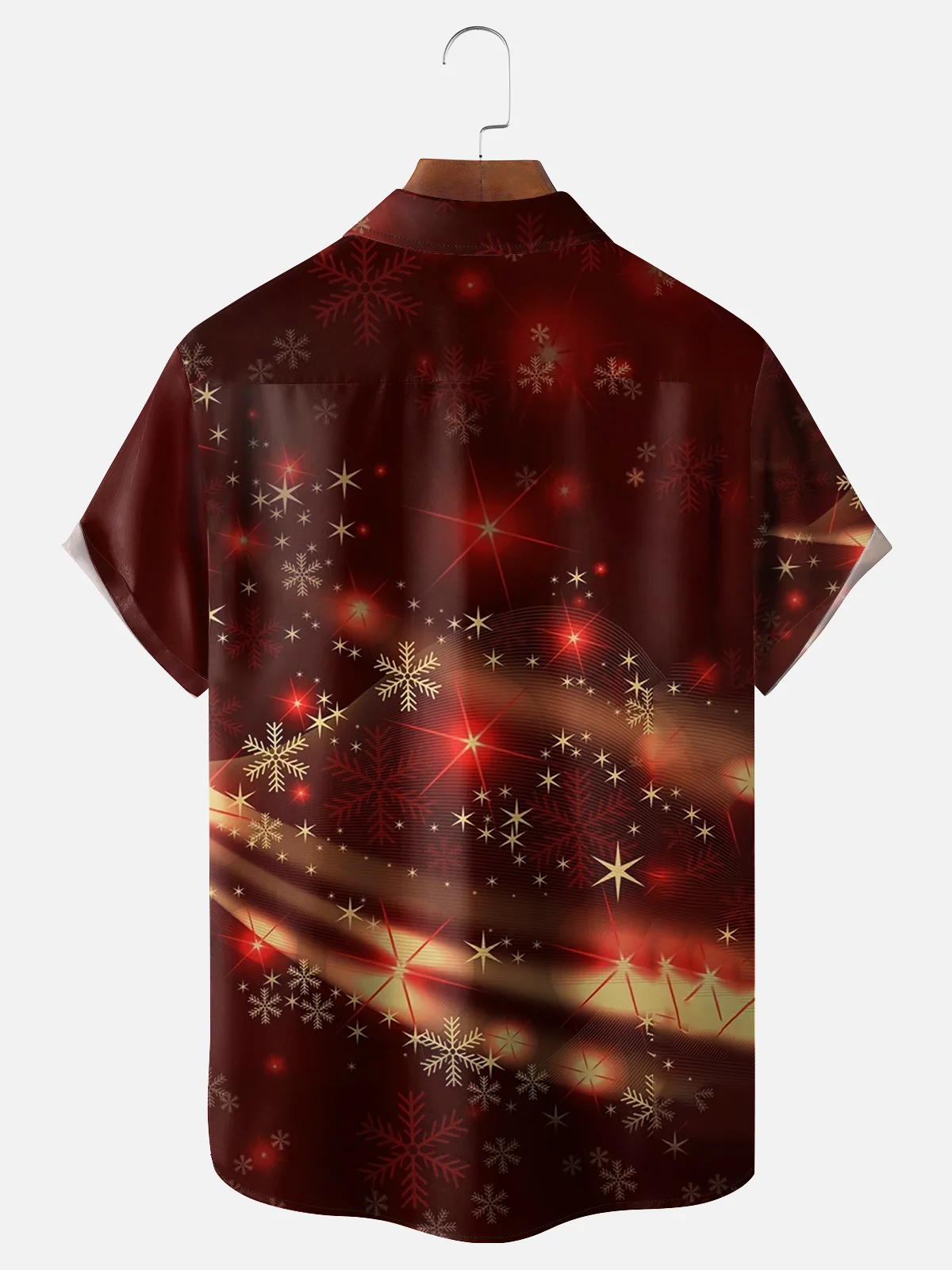 Moisture-wicking Christmas Abstract Snowflake Chest Pocket Hawaiian Shirt