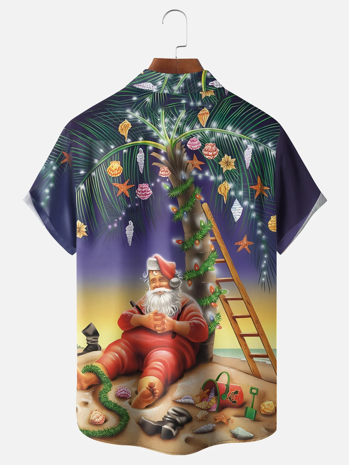 Moisture-wicking Santa Claus Christmas Tree Beach Pocket Casual Shirt