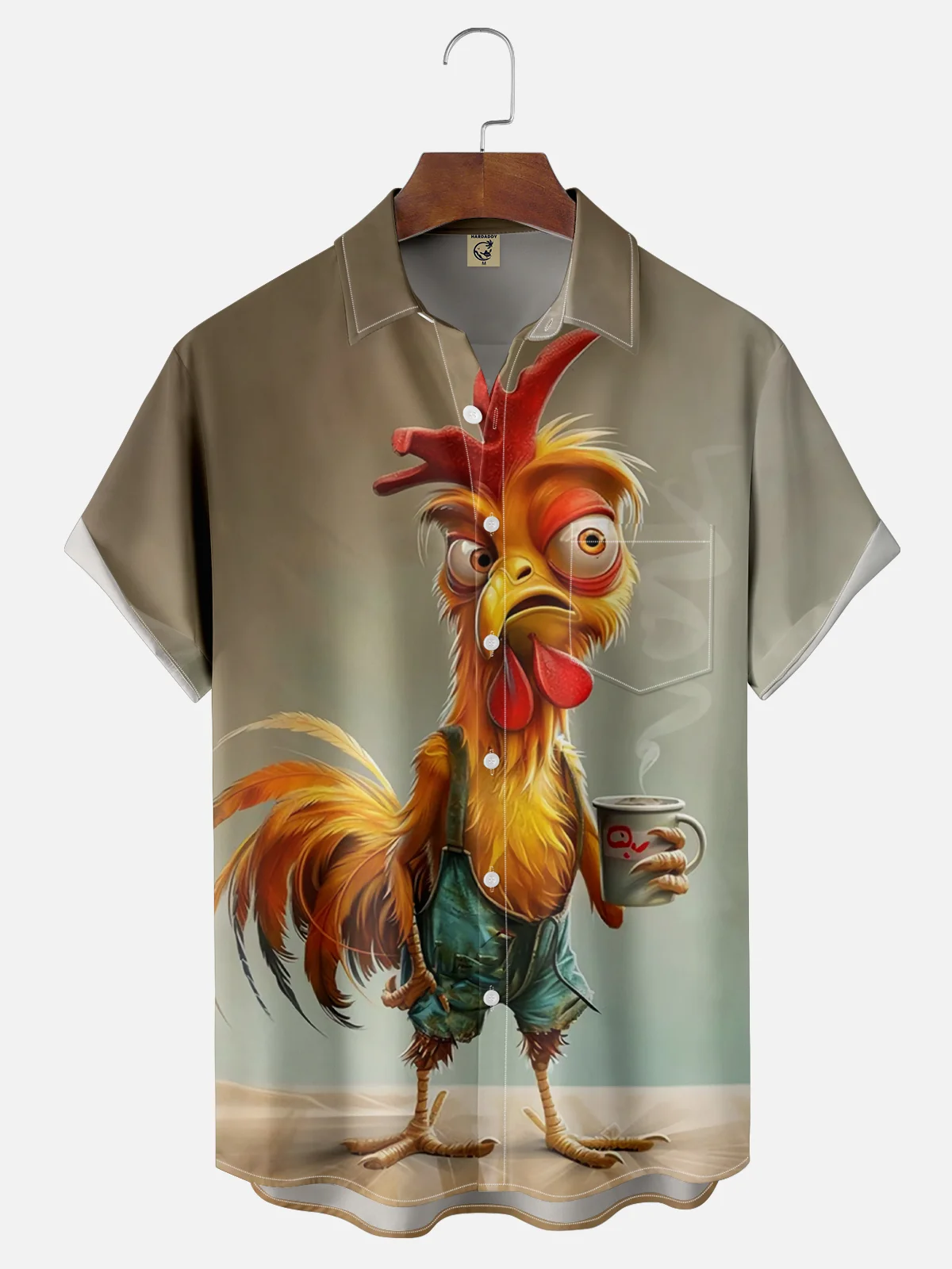 Moisture Wicking Chicken Chest Pocket Hawaiian Shirt