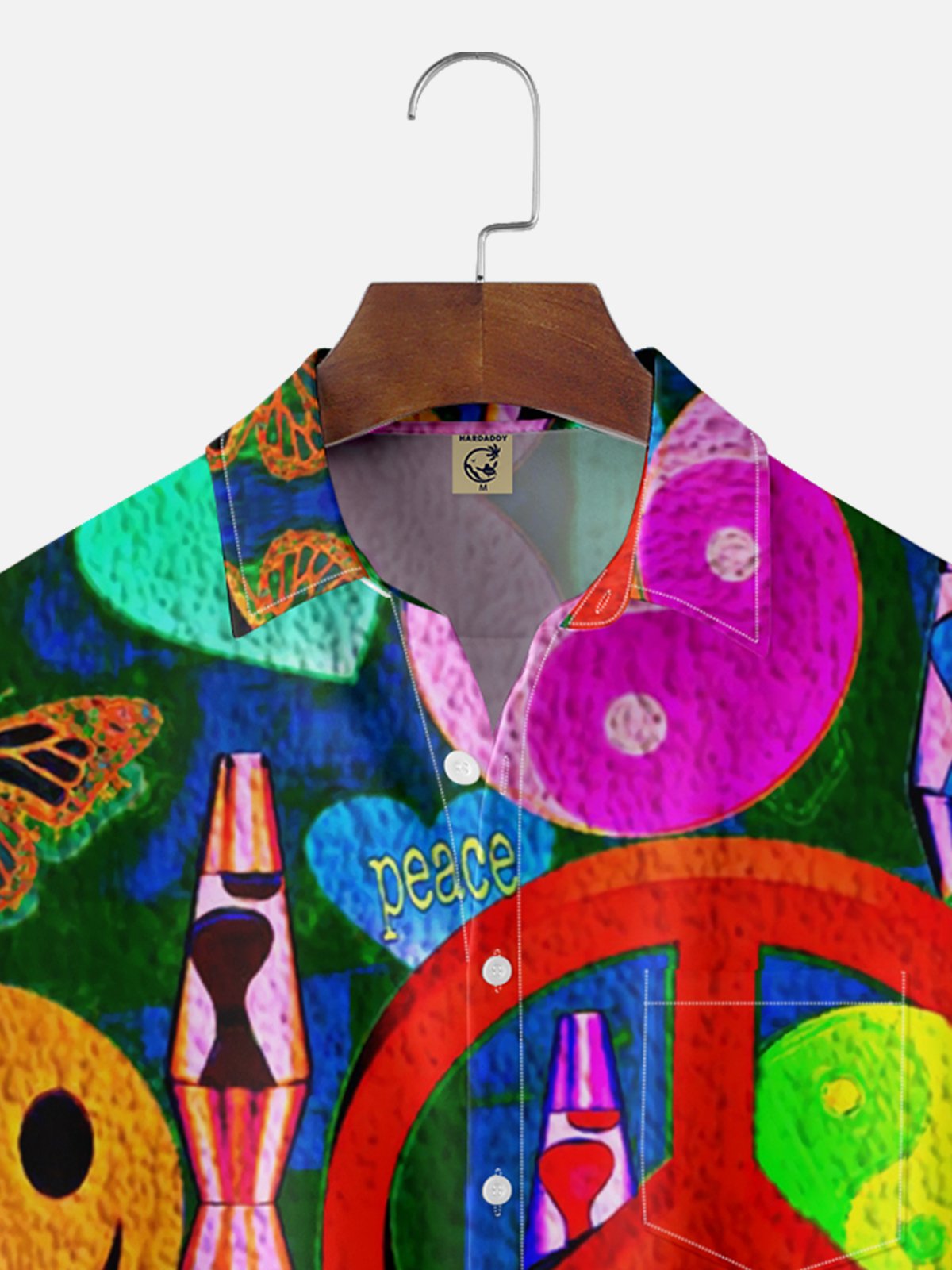 Moisture-wicking Hippie Anti-War Art Chest Pocket Hawaiian Shirt