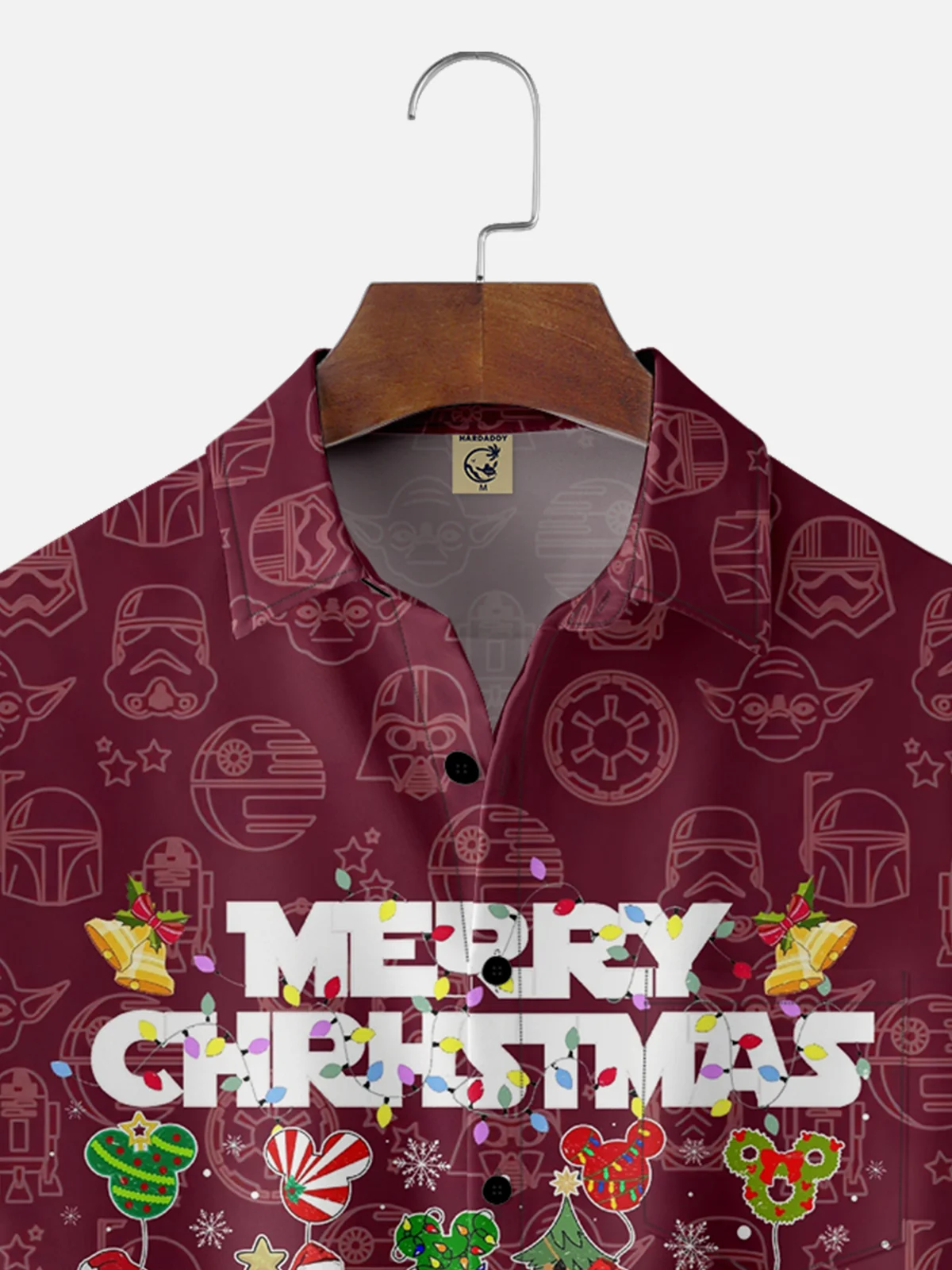 Moisture-wicking Christmas Star Wars Santa Hat Pocket Casual Shirt