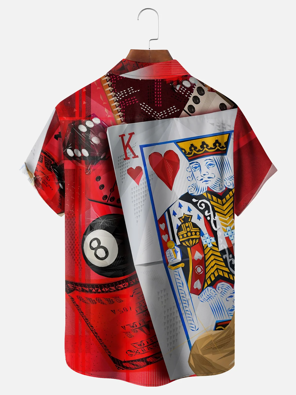 Moisture-wicking Casino Poker Dice Billiards Chest Pocket Casual Shirt