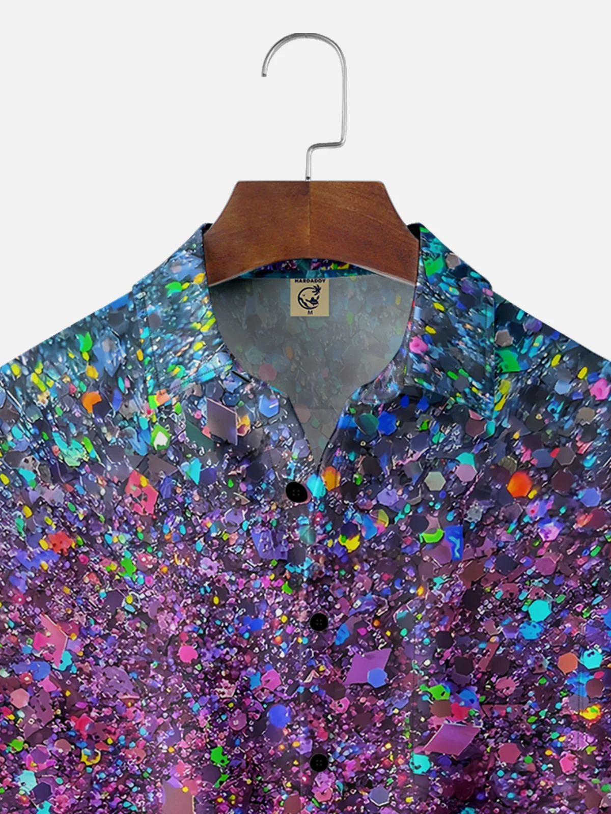 Moisture-wicking Party Glitter Art Chest Pocket Hawaiian Shirt