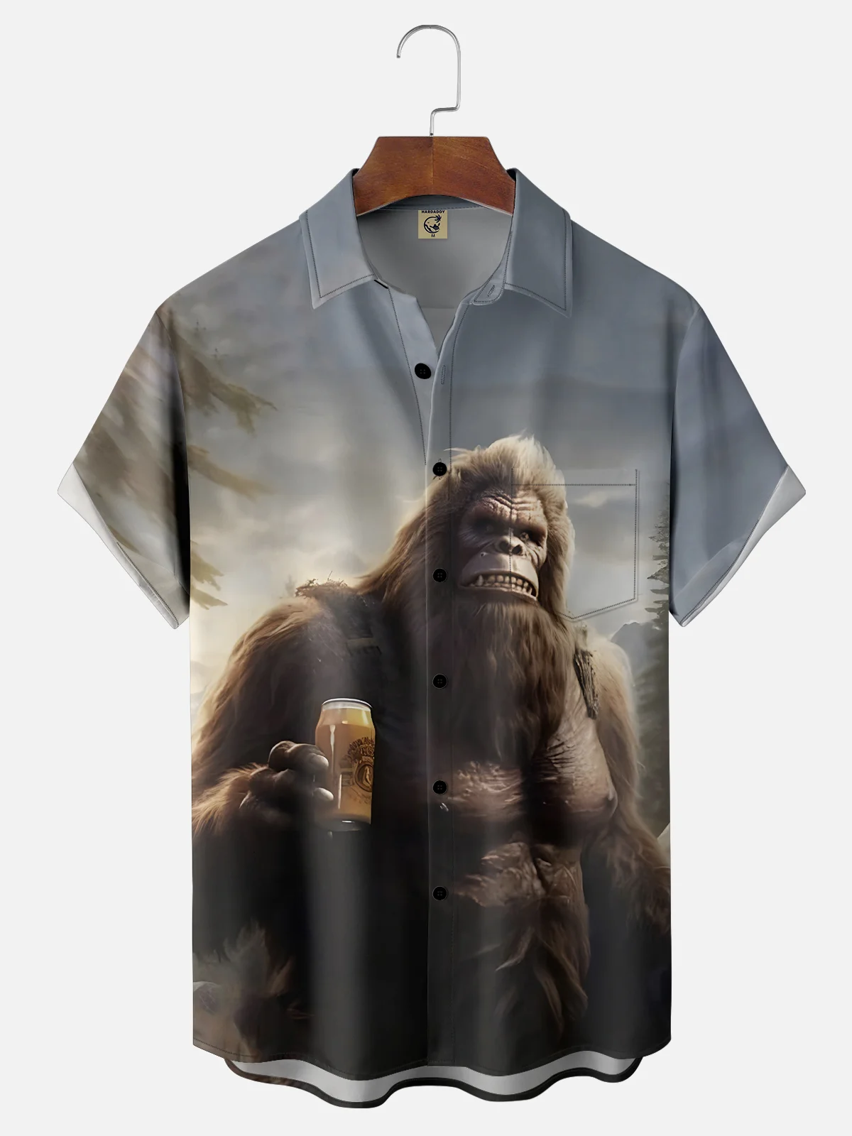 Moisture-wicking Bigfoot and Beer Chest Pocket Hawaiian Shirt