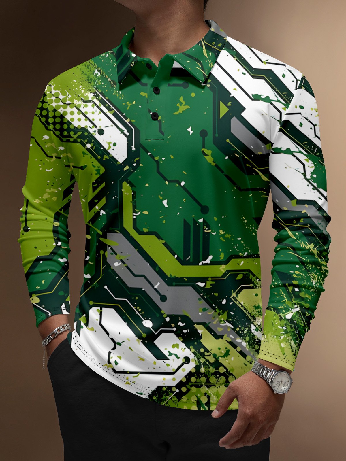 Moisture Wicking Technology Sci-fi Mechanical Armor Golf Polo