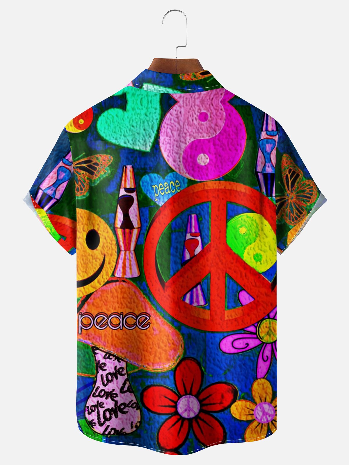 Moisture-wicking Hippie Anti-War Art Chest Pocket Hawaiian Shirt