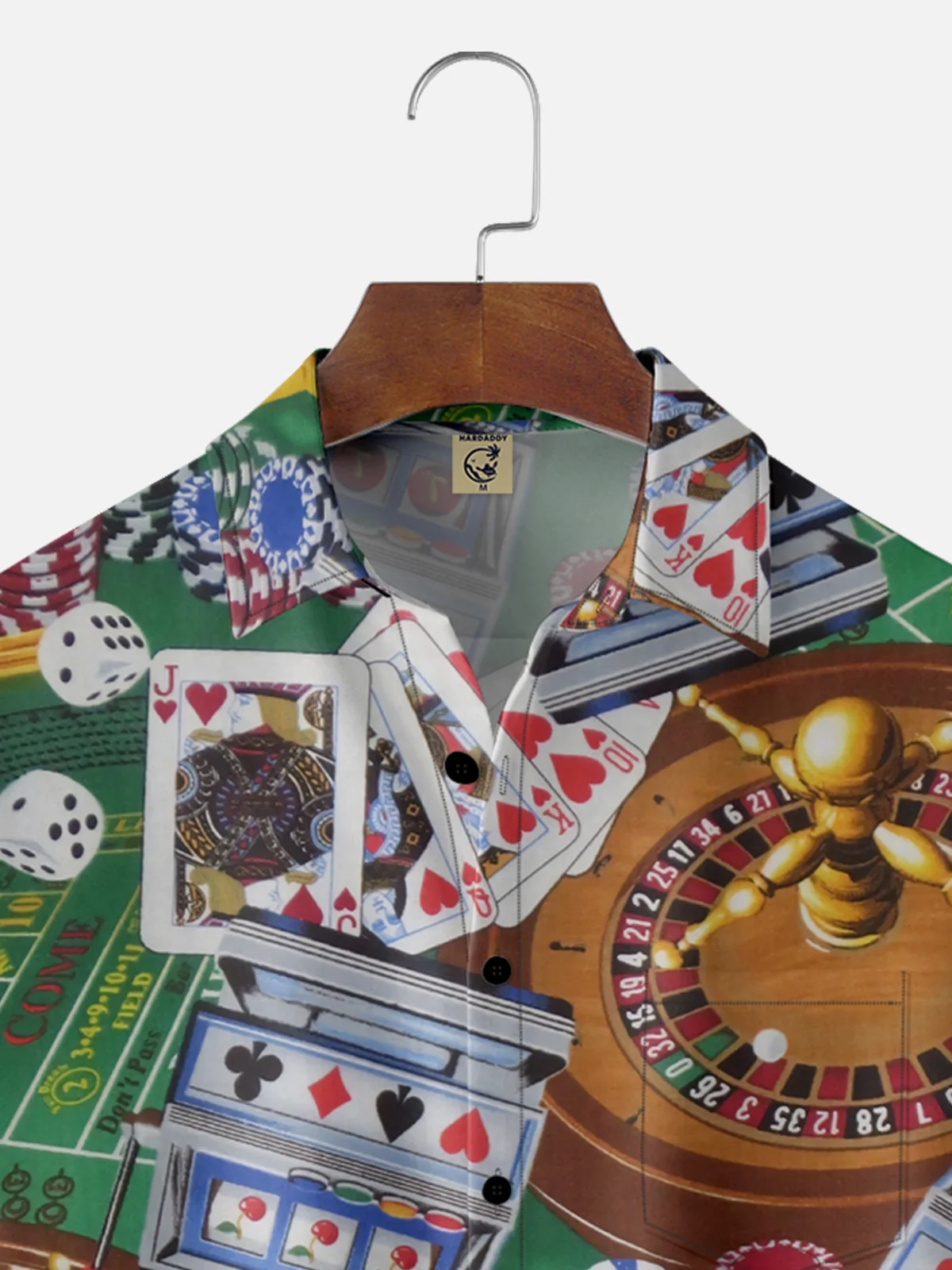 Moisture-wicking Casino Poker Roulette Chips Slot Machines Chest Pocket Casual Shirt