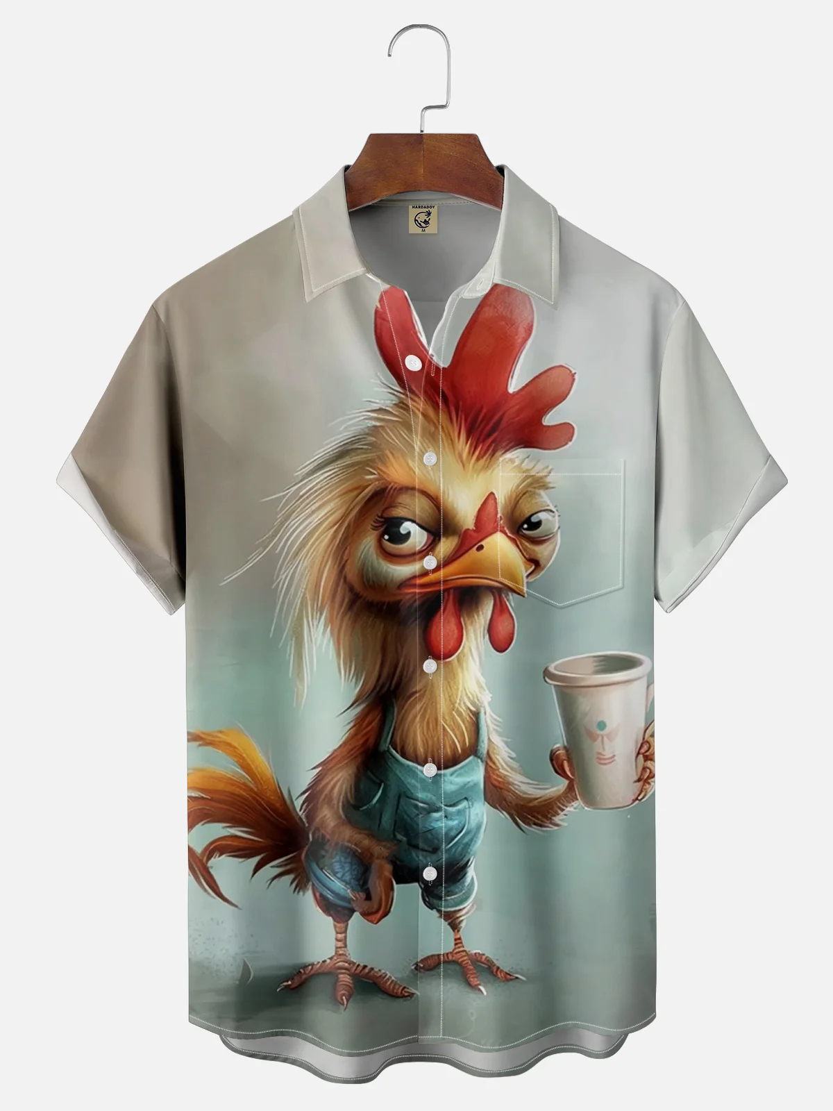 Moisture Wicking Chicken Chest Pocket Hawaiian Shirt