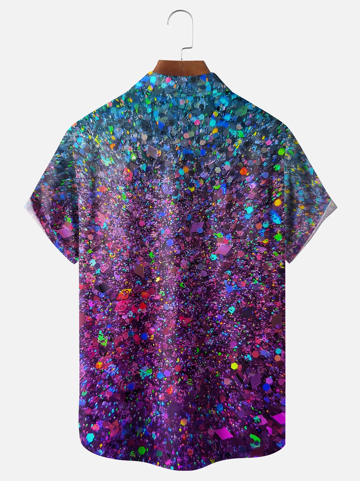 Moisture-wicking Party Glitter Art Chest Pocket Hawaiian Shirt