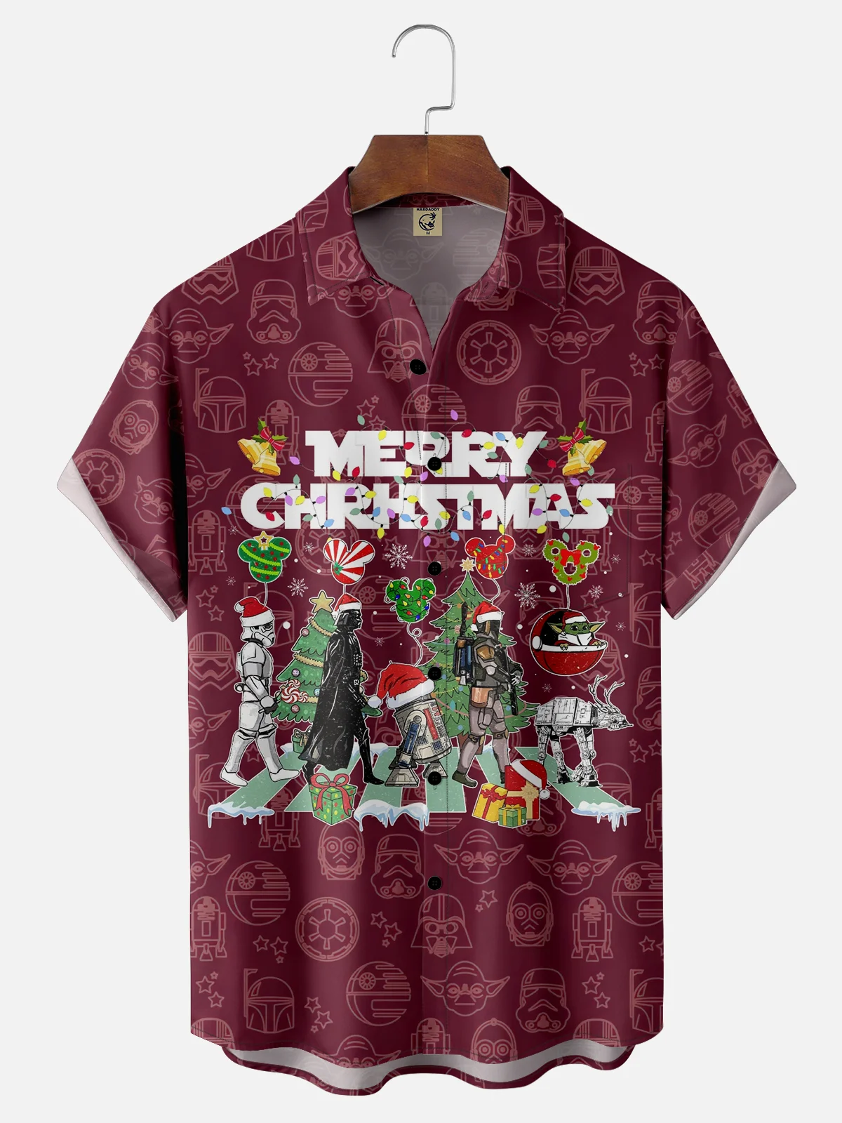 Moisture-wicking Christmas Star Wars Santa Hat Pocket Casual Shirt