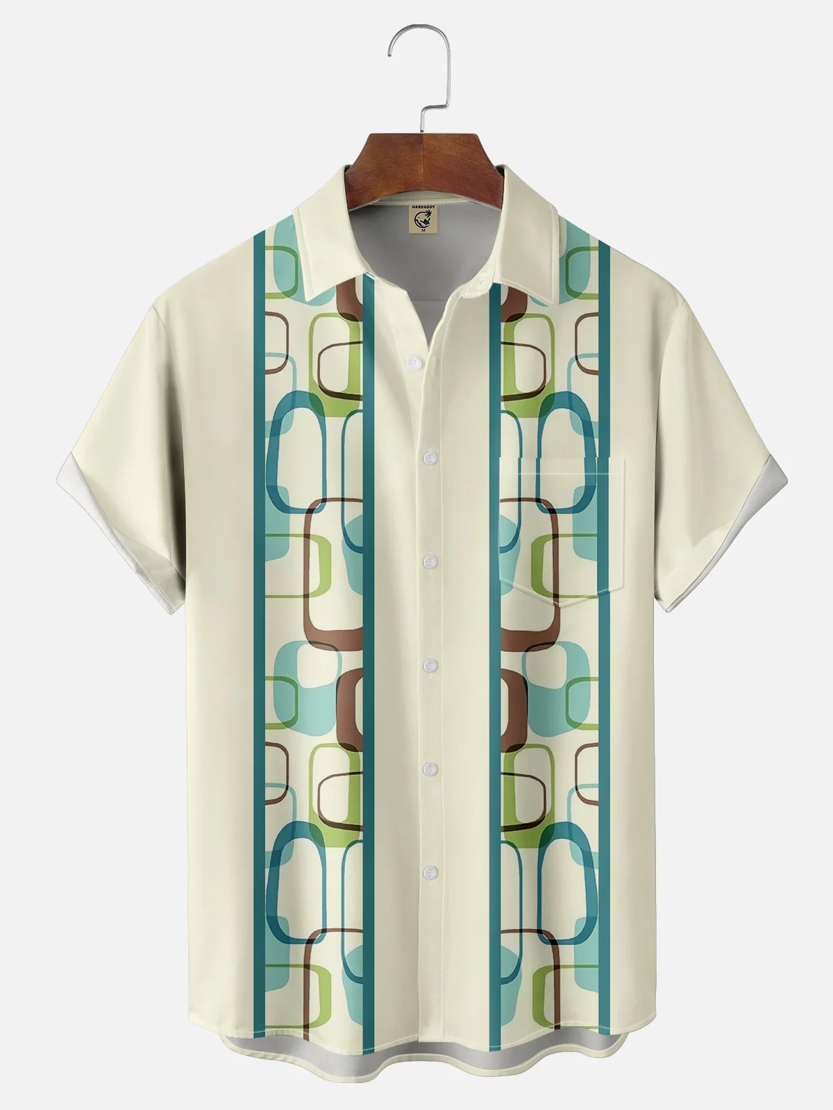 Moisture Wicking Medieval Geometry Chest Pocket Bowling Shirt